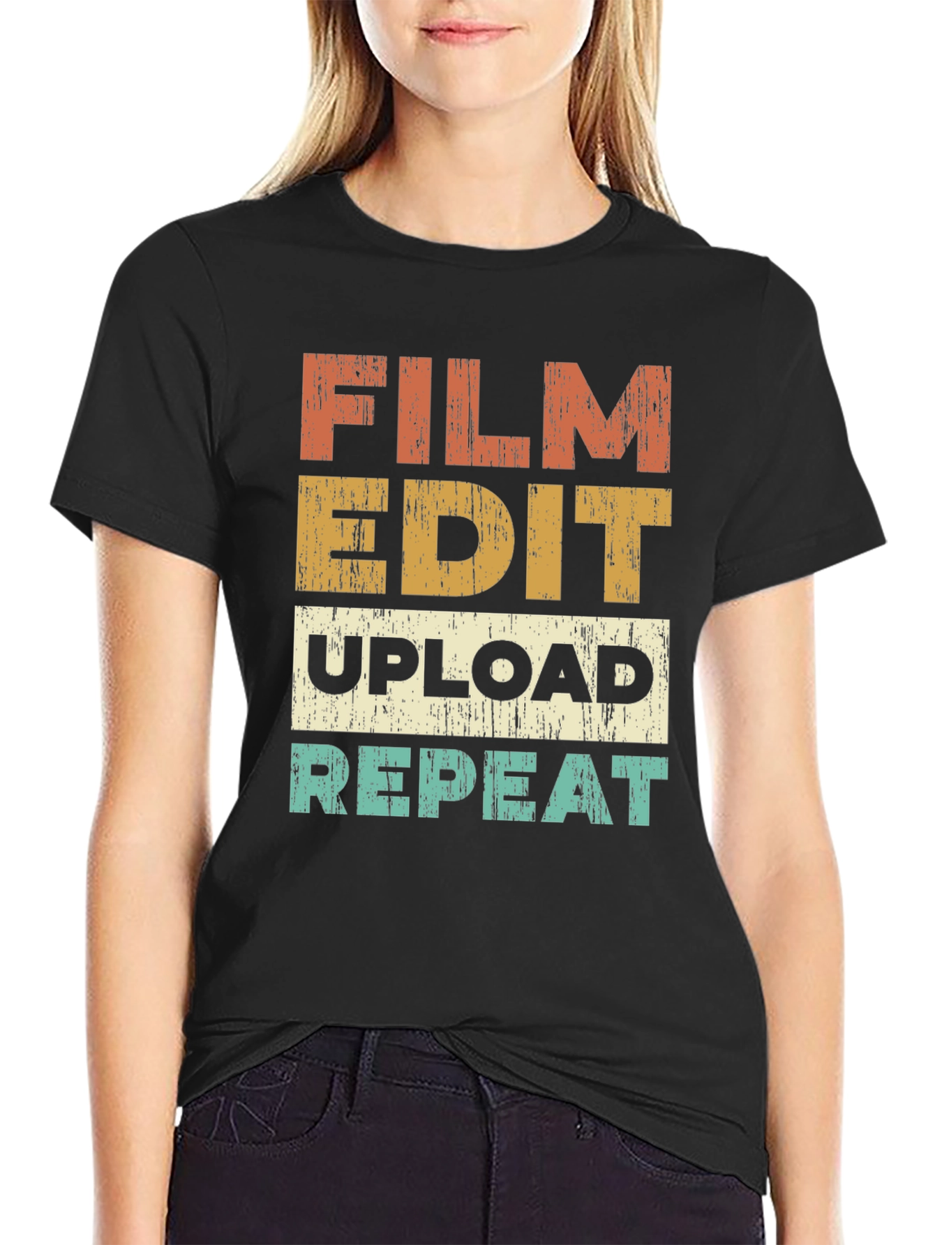 Film Edit Upload Repeat Graphic T-Shirt