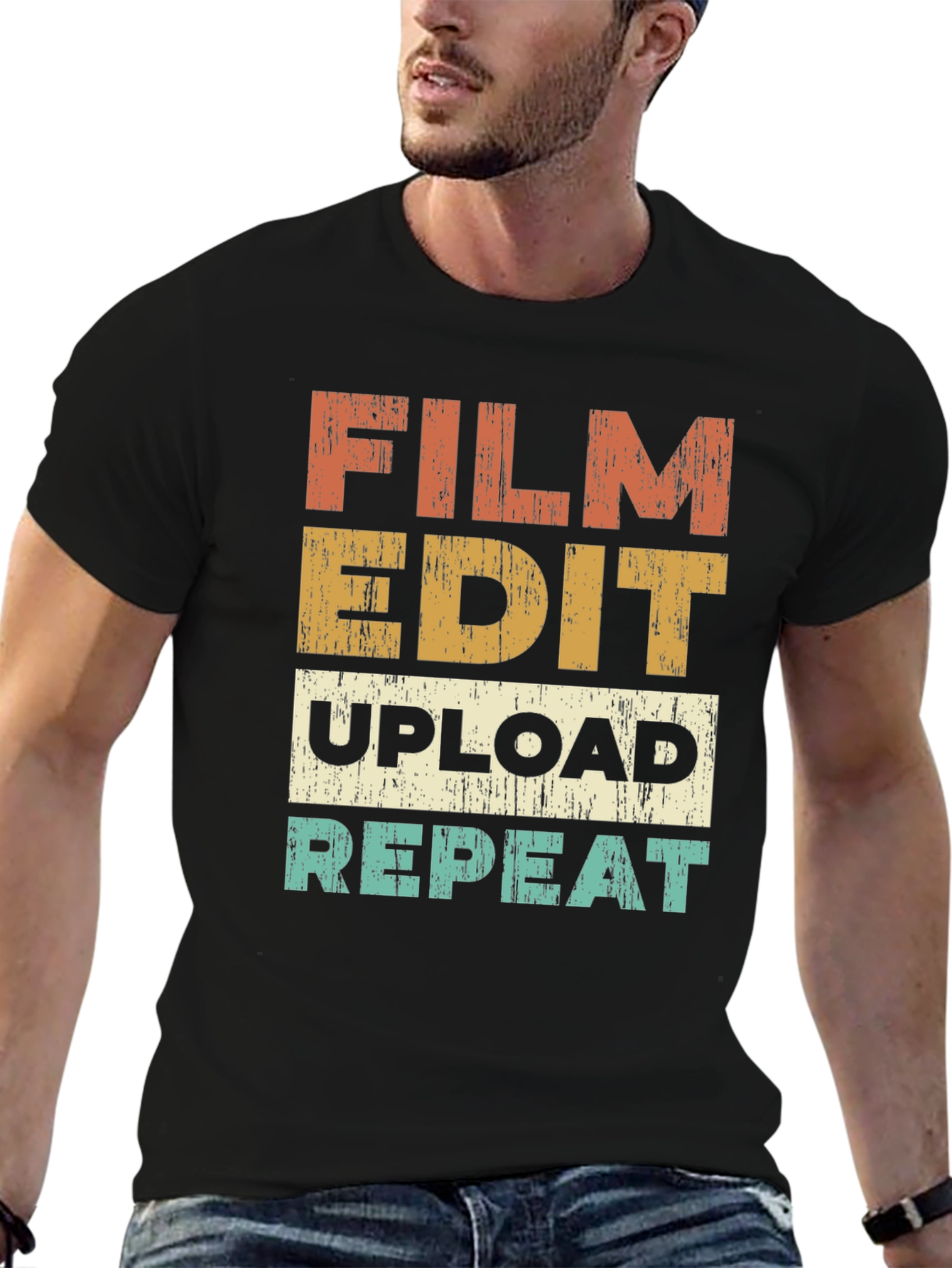 Film Edit Upload Repeat Graphic T-Shirt