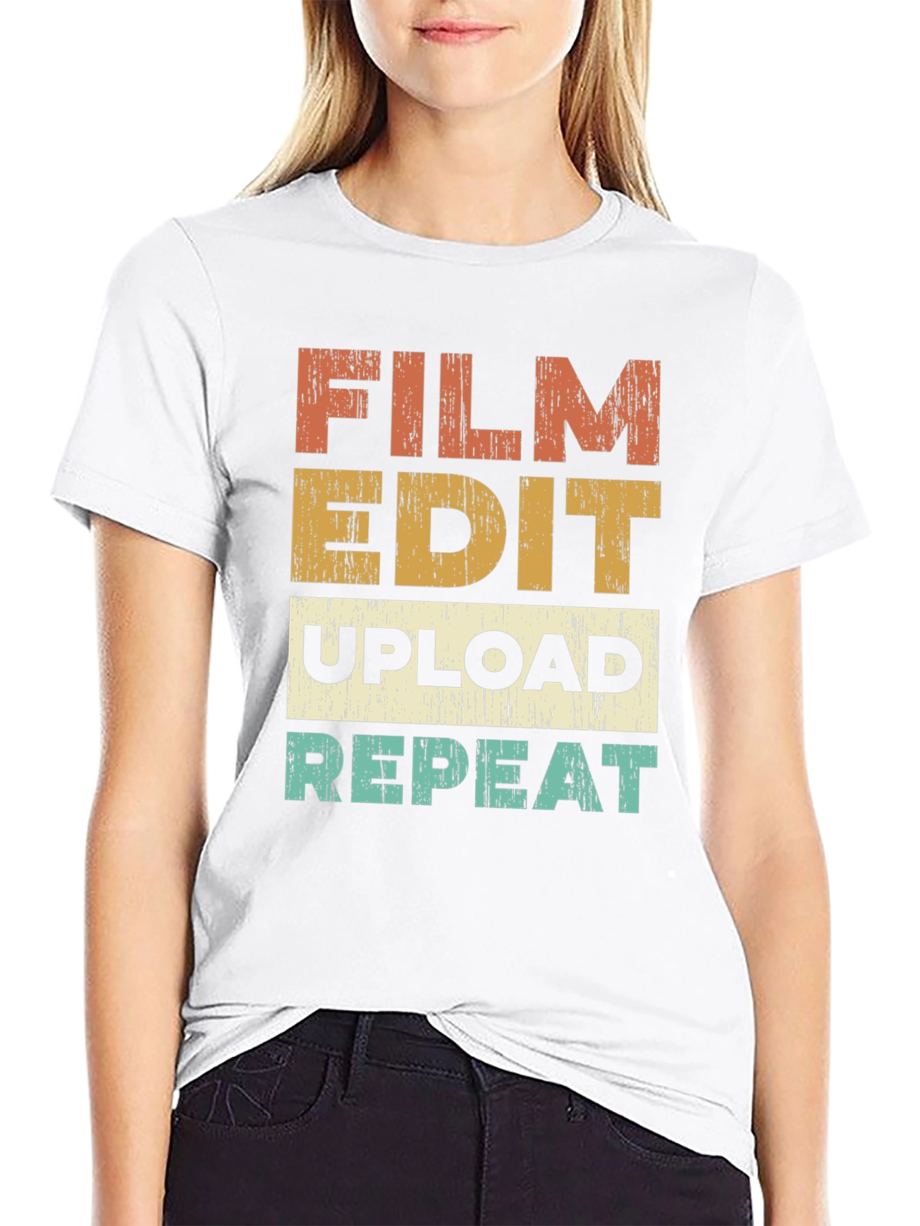 Film Edit Upload Repeat Graphic T-Shirt