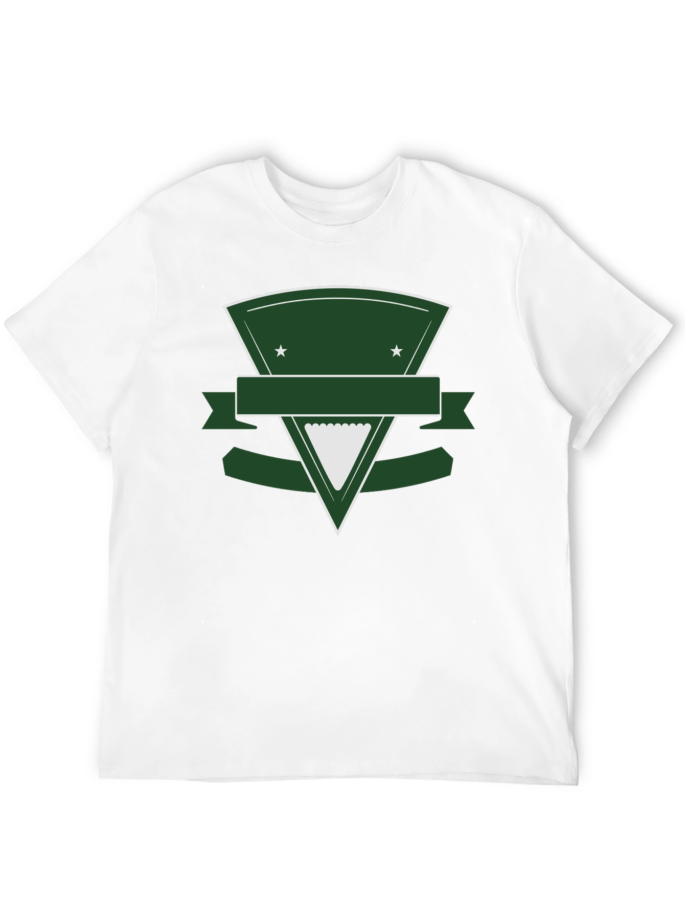 Black T-Shirt with Green Triangle Shield Graphic
