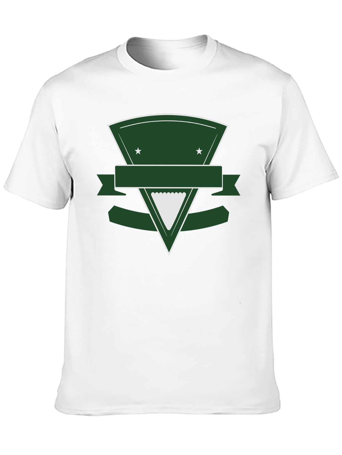 Black T-Shirt with Green Triangle Shield Graphic