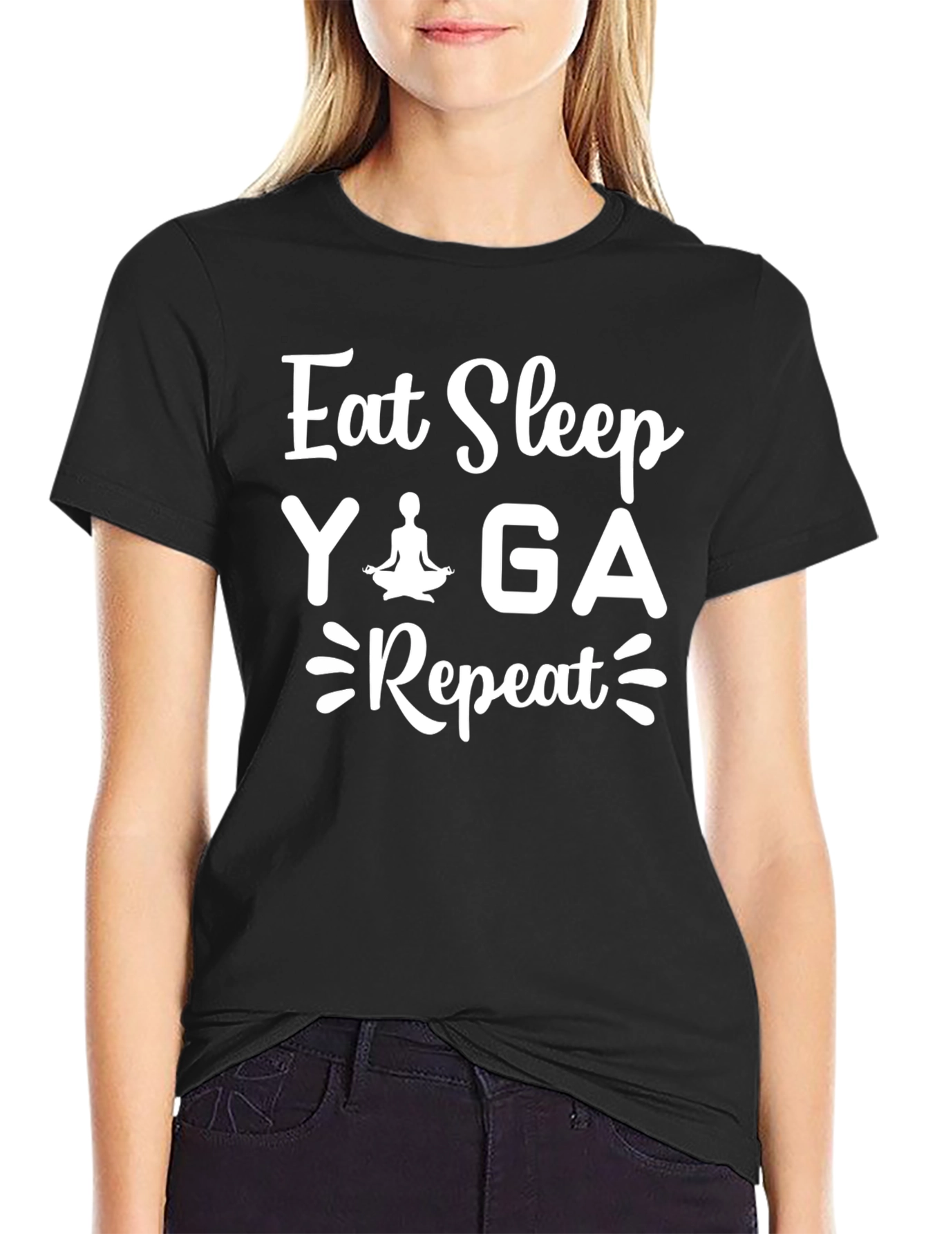 Eat Sleep Yoga Repeat Graphic T-Shirt