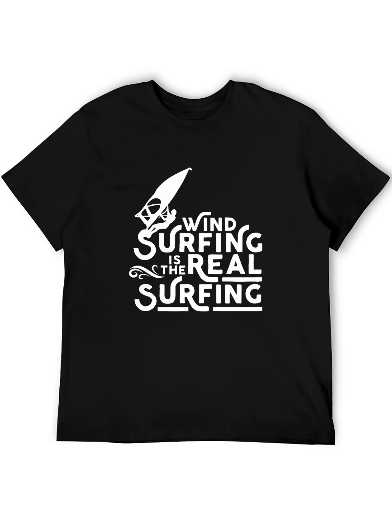 Wind Surfing T-Shirt - The Real Surfing Black Tee