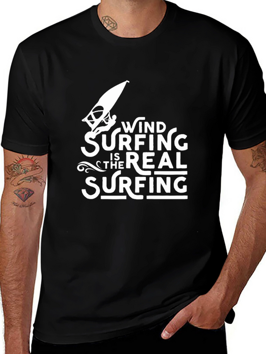 Wind Surfing T-Shirt - The Real Surfing Black Tee