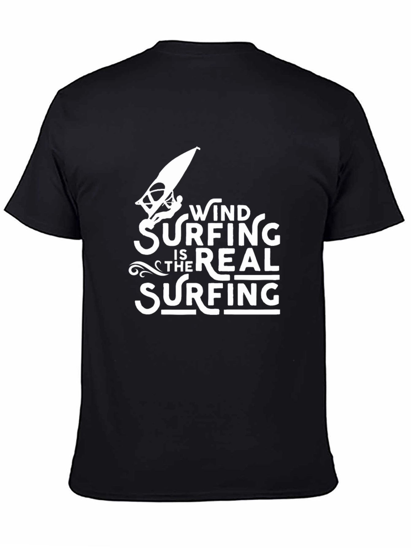 Wind Surfing T-Shirt - The Real Surfing Black Tee