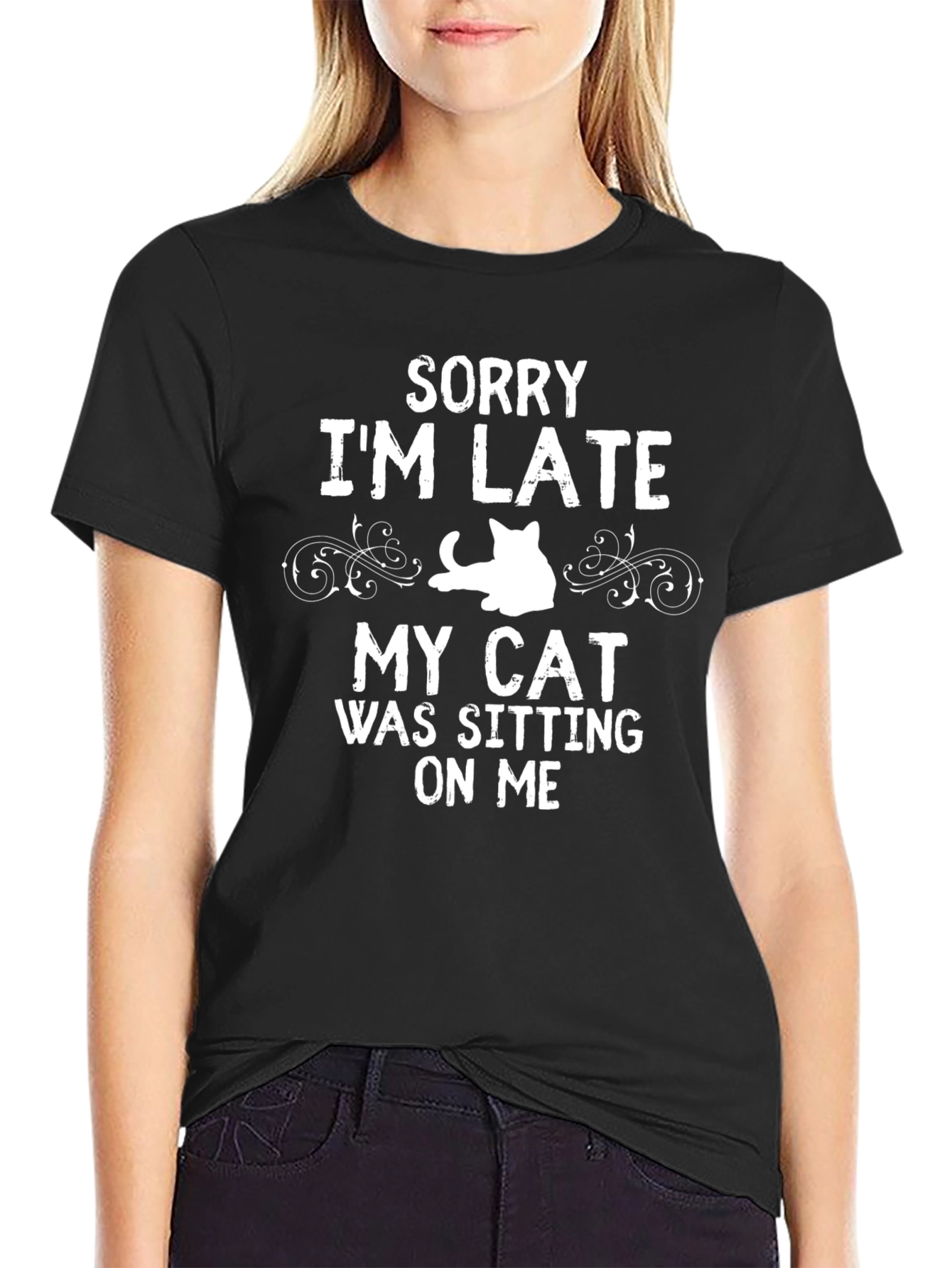 Funny Cat Sitting On Me Graphic Tee