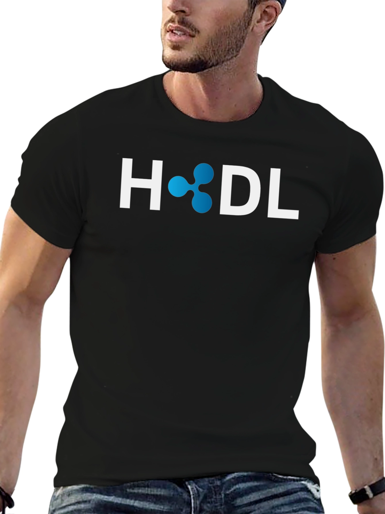 HODL Crypto Black T-Shirt - Ripple XRP Design
