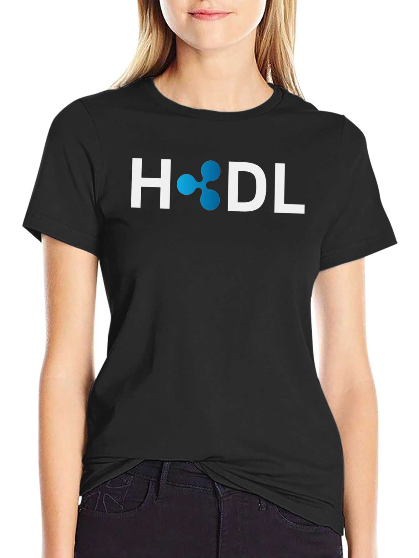 HODL Crypto Black T-Shirt - Ripple XRP Design