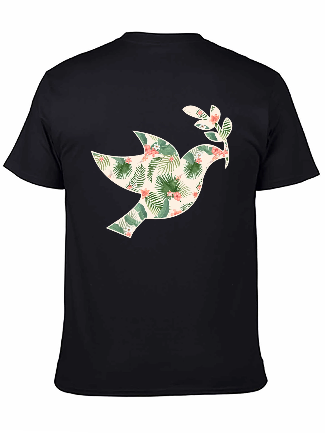Tropical Dove Graphic Tee - Mens Black T-Shirt