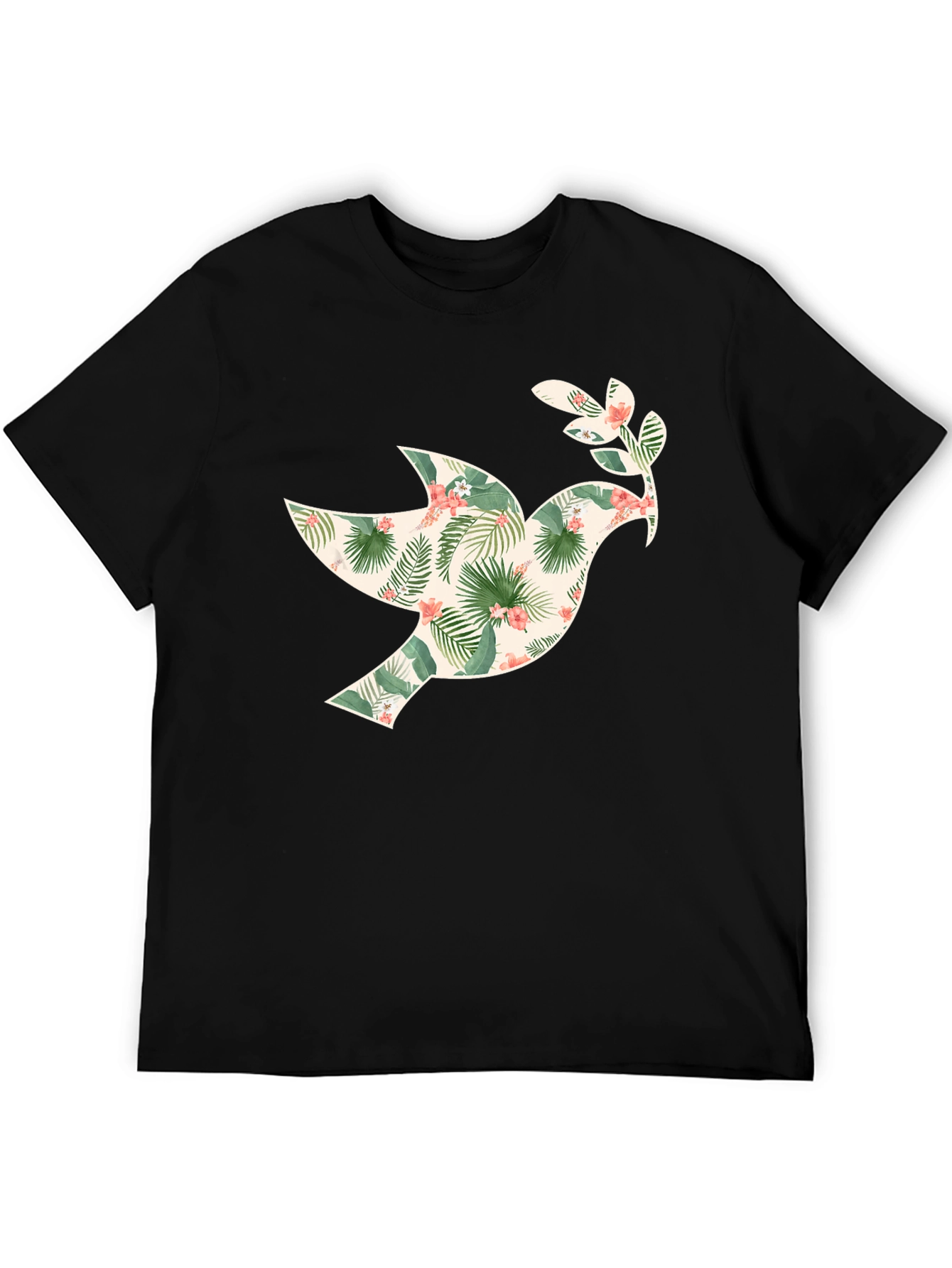 Tropical Dove Graphic Tee - Mens Black T-Shirt