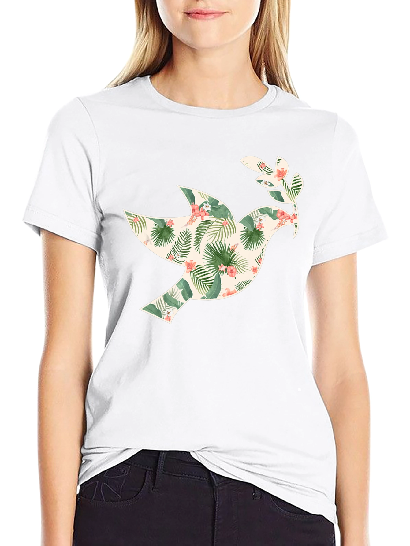 Tropical Dove Graphic Tee - Mens Black T-Shirt