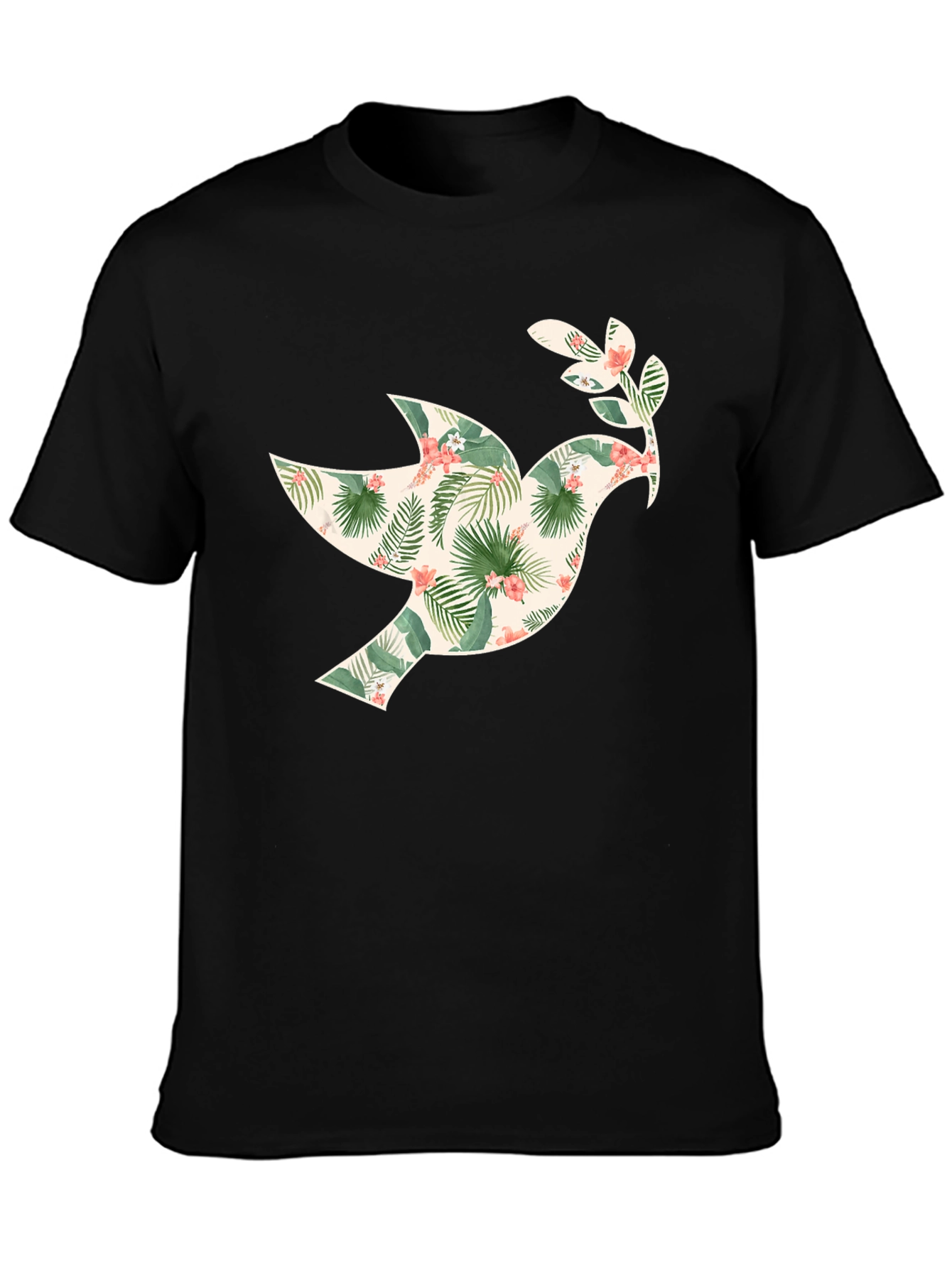 Tropical Dove Graphic Tee - Mens Black T-Shirt