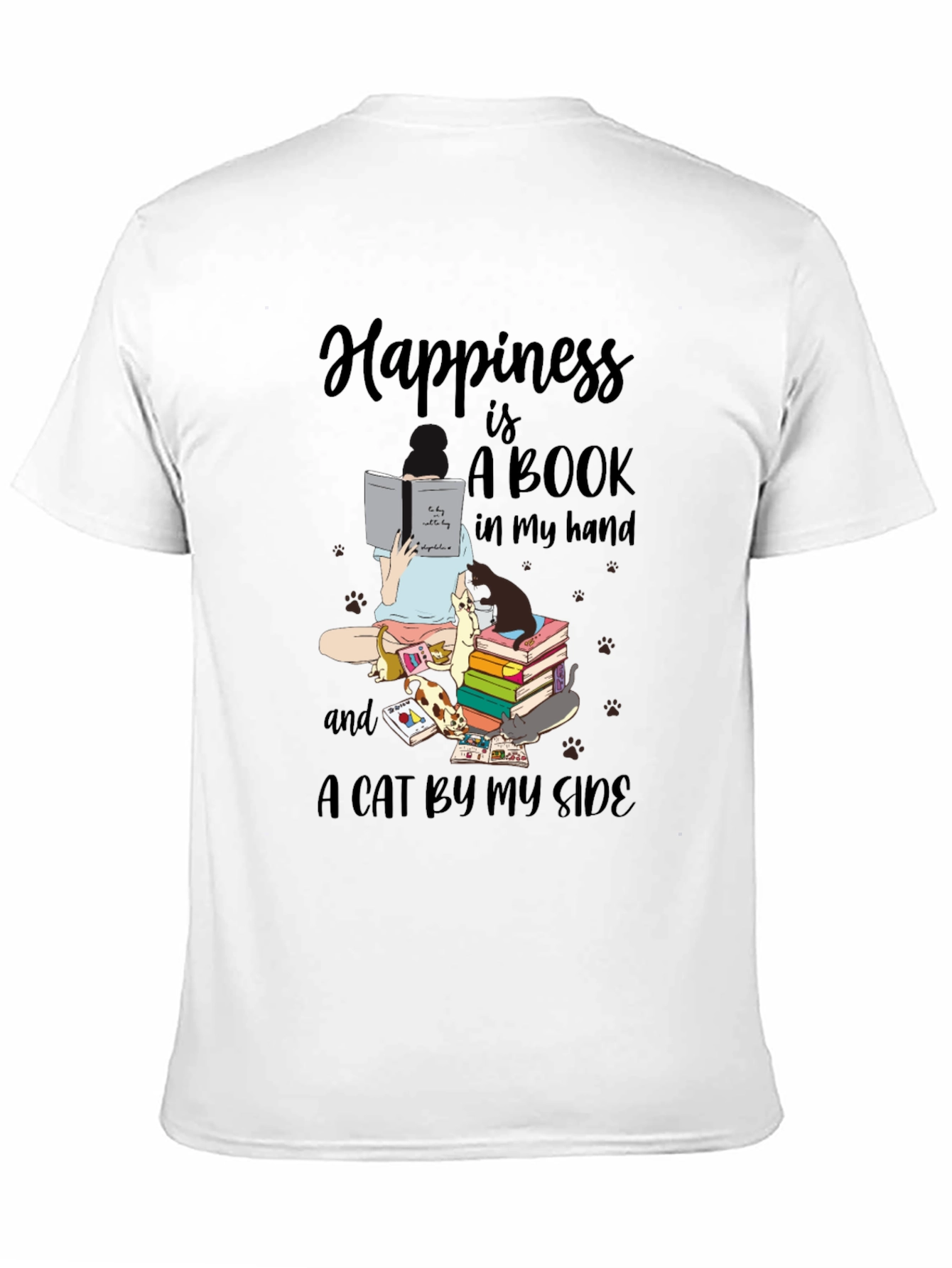 Happiness is Books and Cats T-Shirt