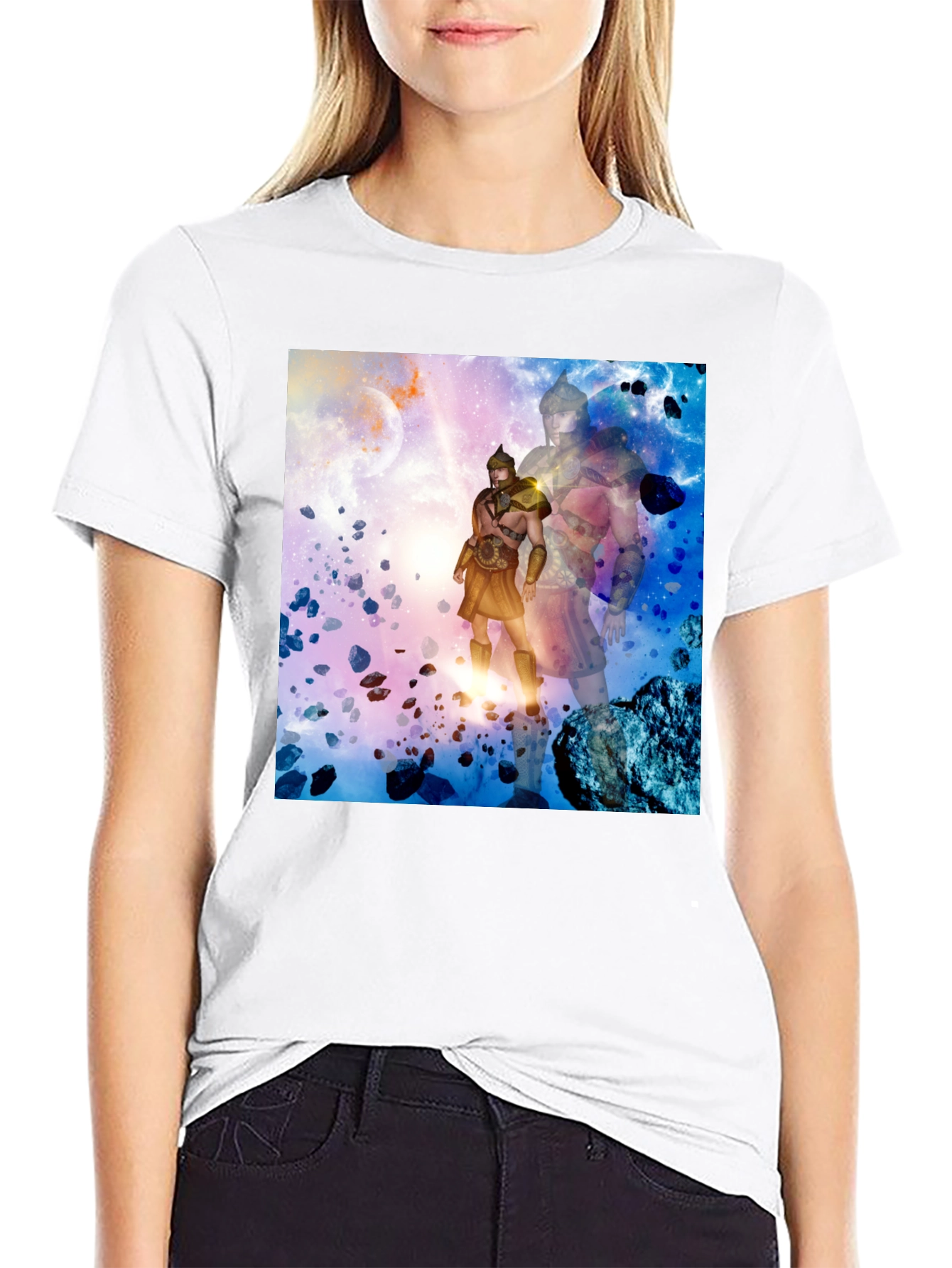 Cosmic Gladiator Graphic T-Shirt - Black