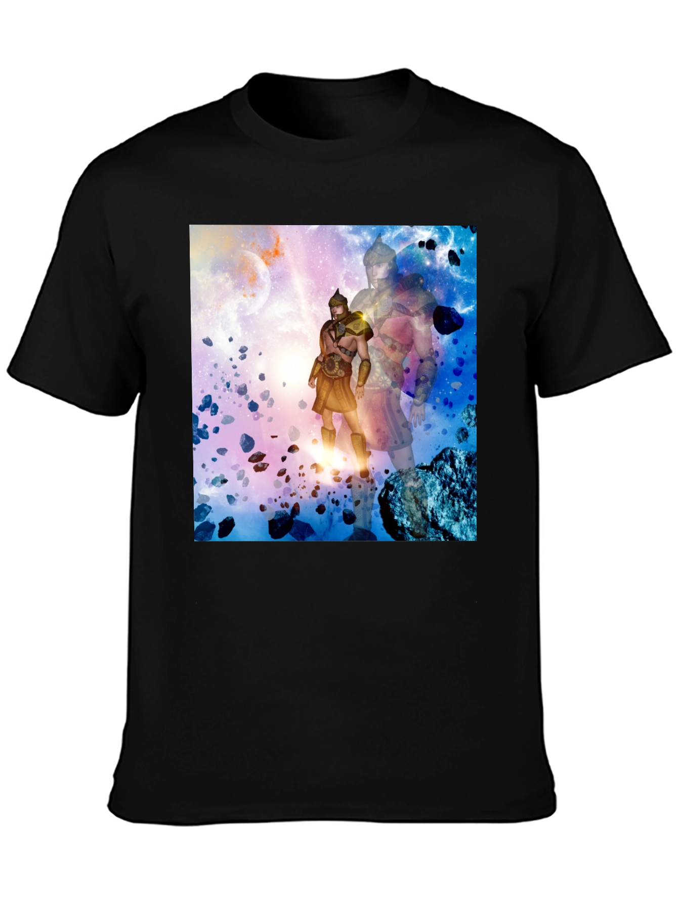 Cosmic Gladiator Graphic T-Shirt - Black