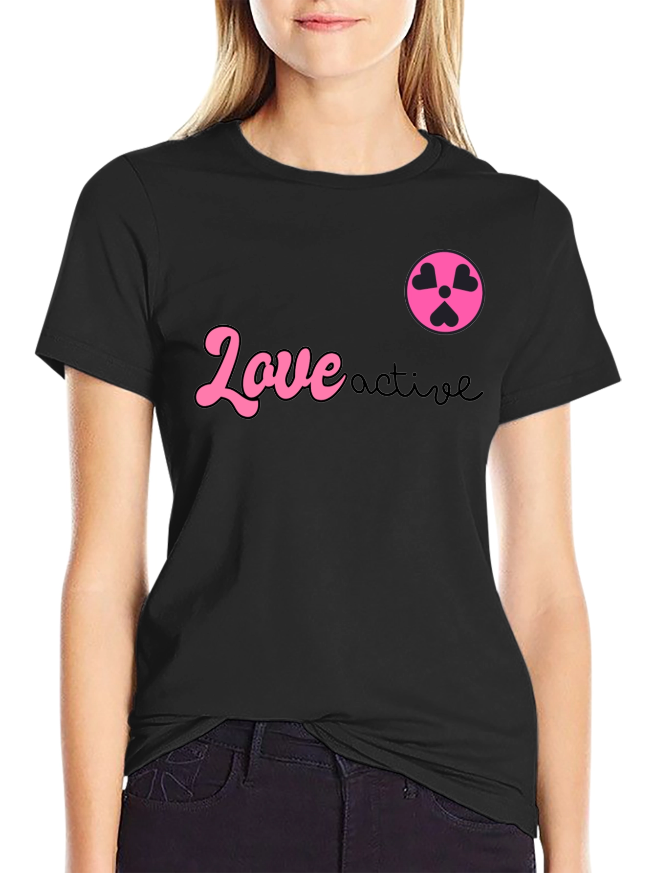 Love Active Graphic Tee - Black Cotton T-Shirt