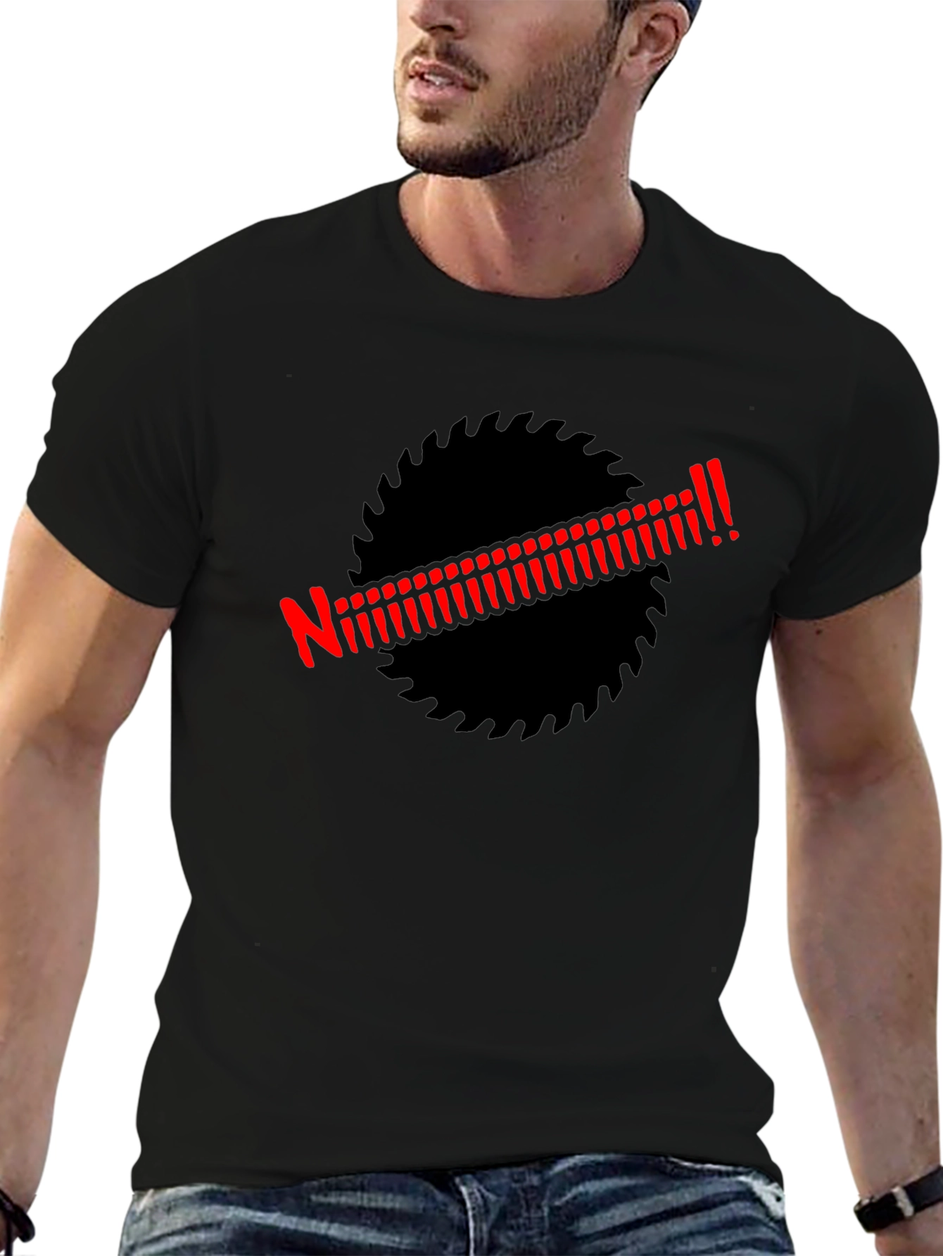 Edgy Graphic Tee: Saw Blade Design