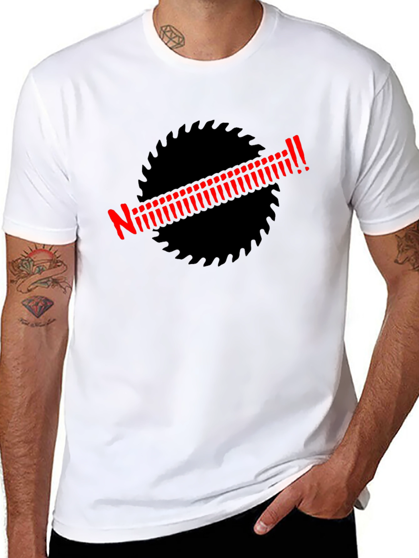 Edgy Graphic Tee: Saw Blade Design