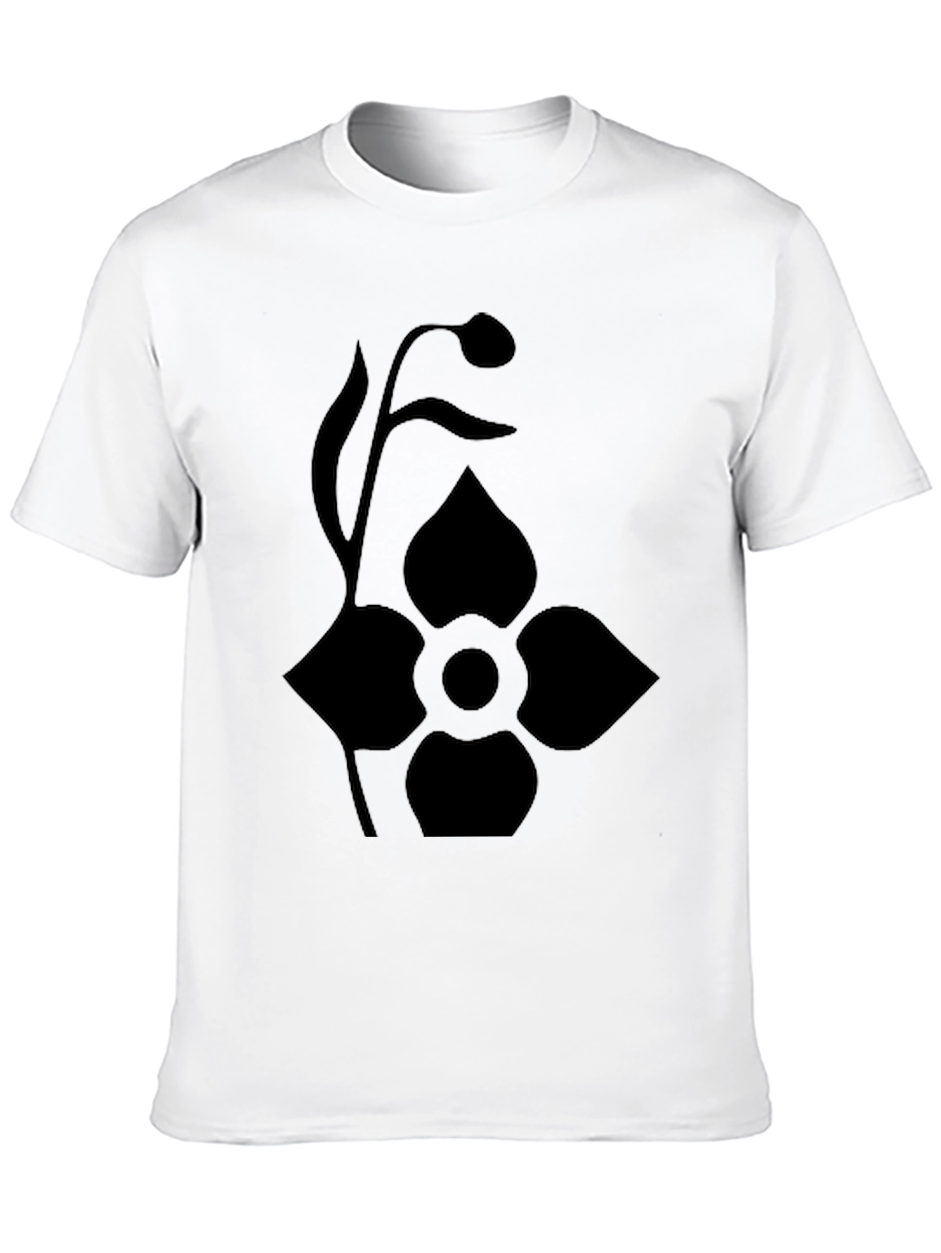 Black T-Shirt with Floral Design