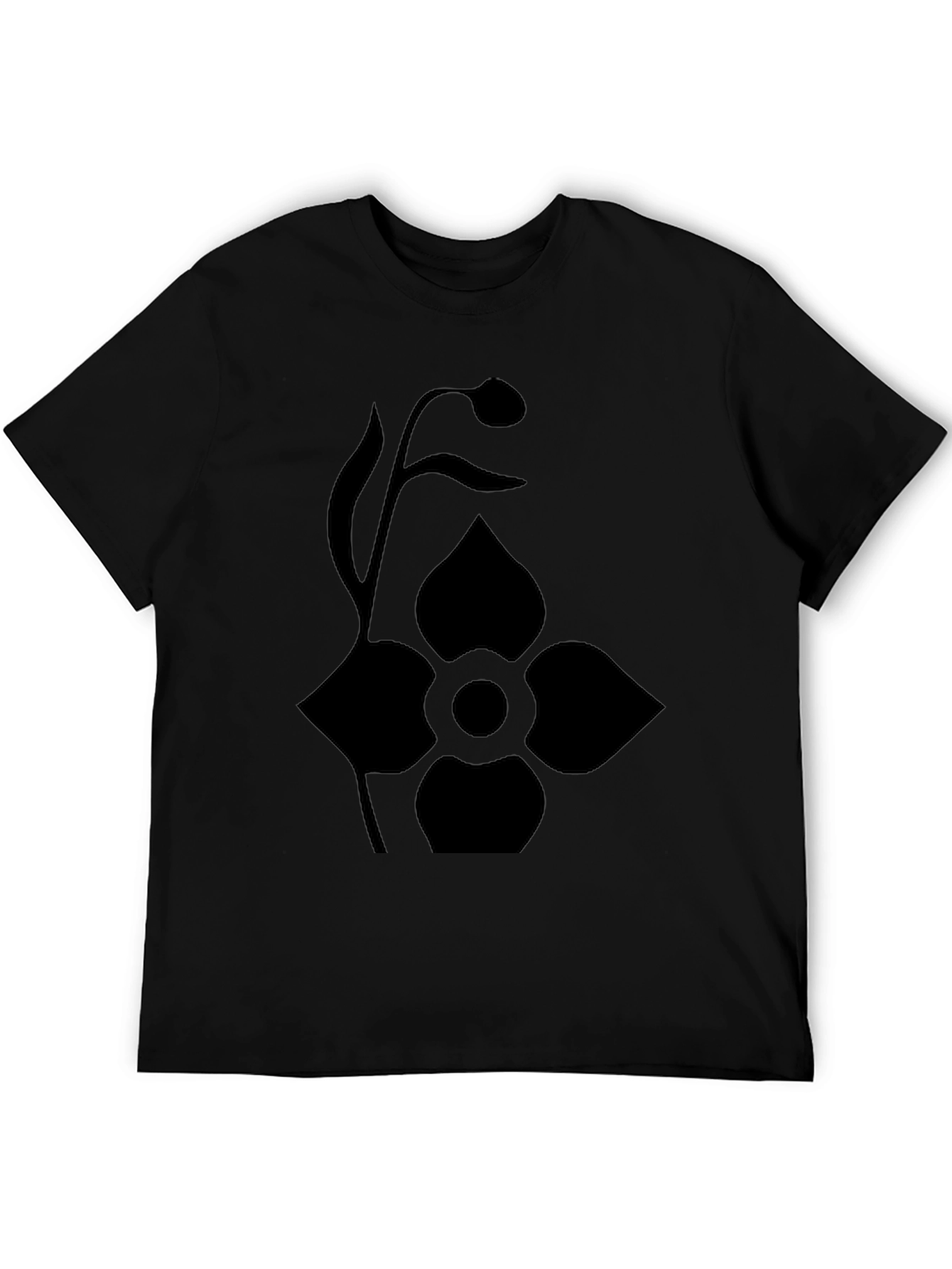 Black T-Shirt with Floral Design