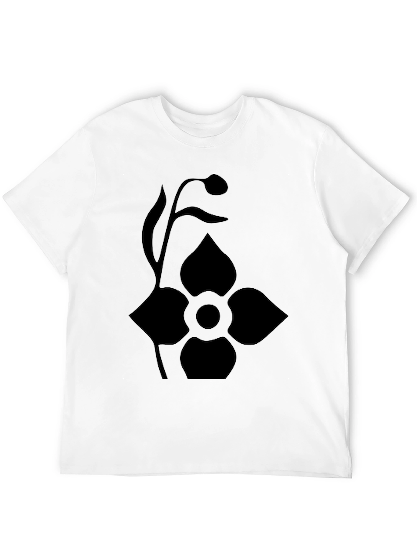 Black T-Shirt with Floral Design