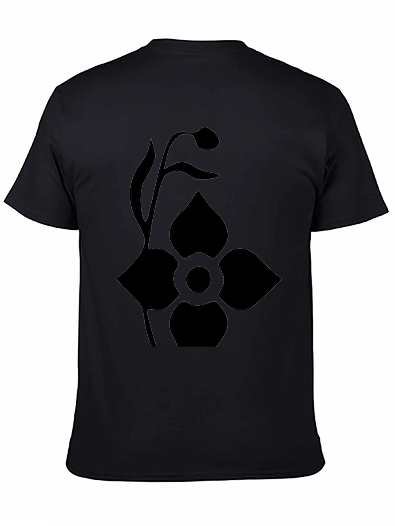 Black T-Shirt with Floral Design