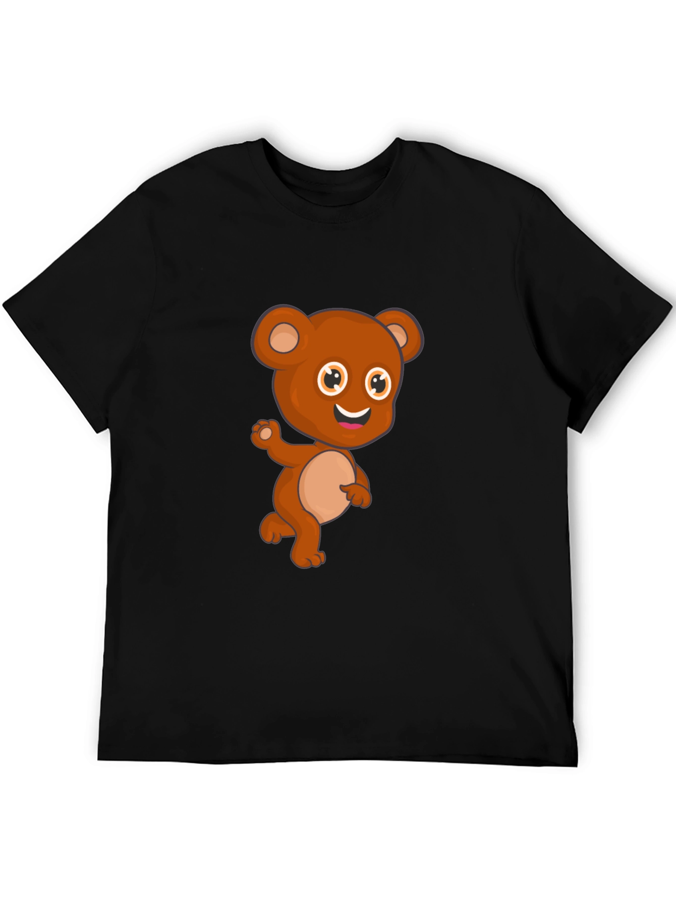 Cute Cartoon Bear Black T-Shirt