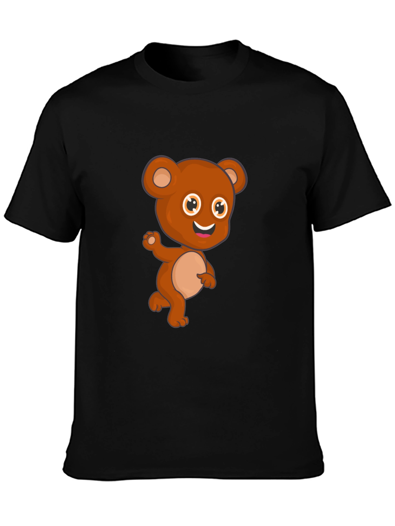 Cute Cartoon Bear Black T-Shirt