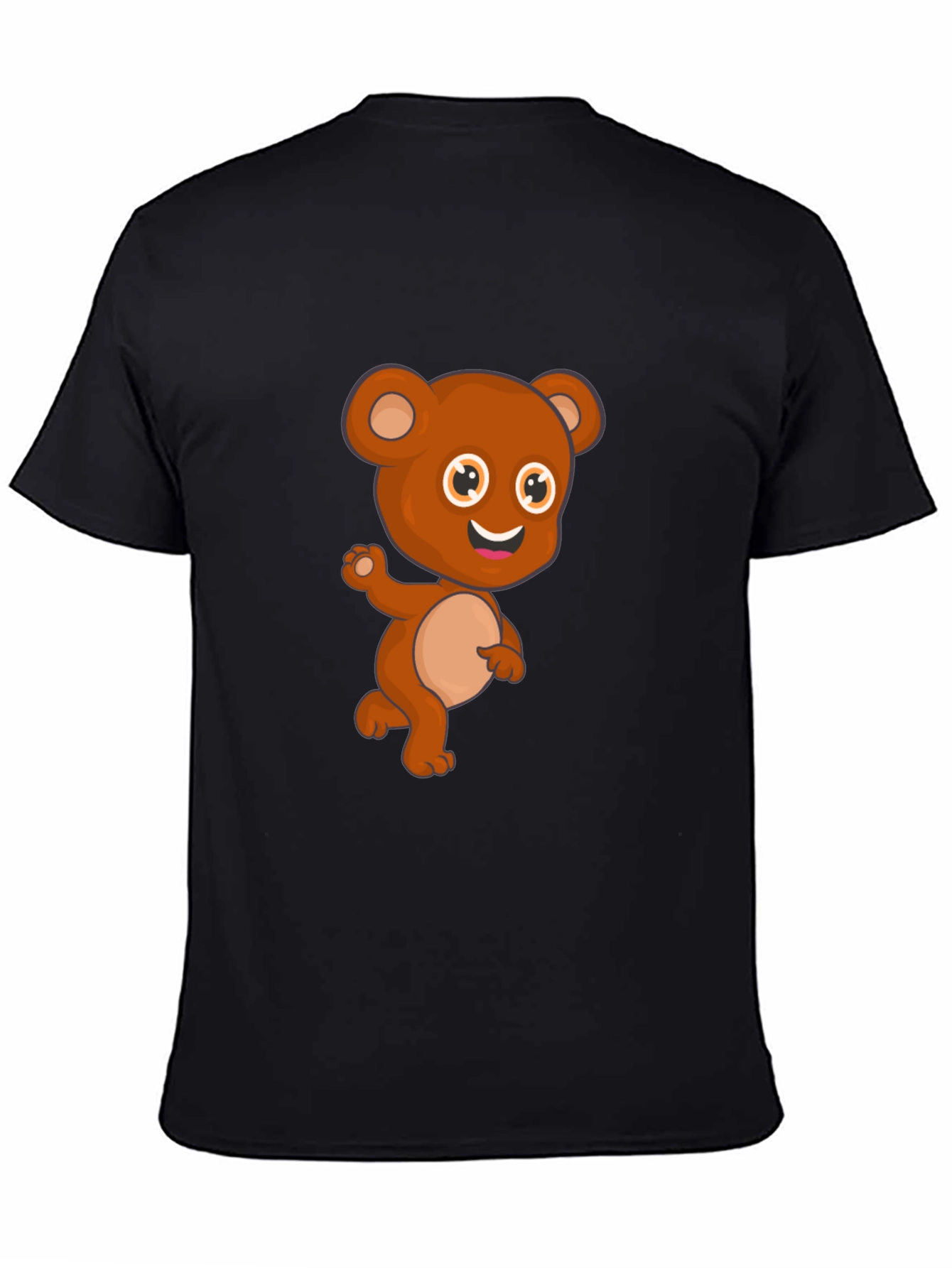 Cute Cartoon Bear Black T-Shirt