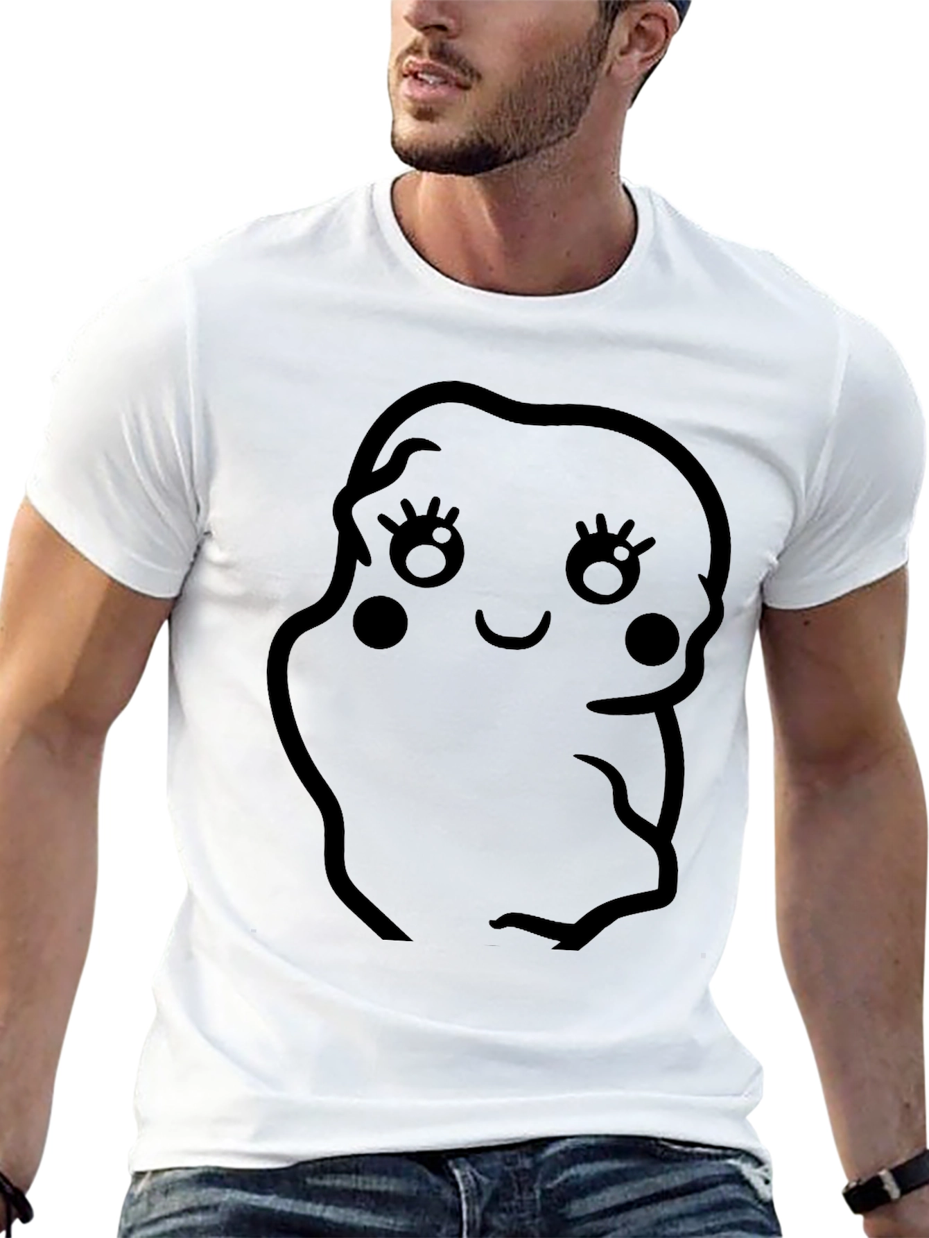 Cute Potato Character Black T-Shirt