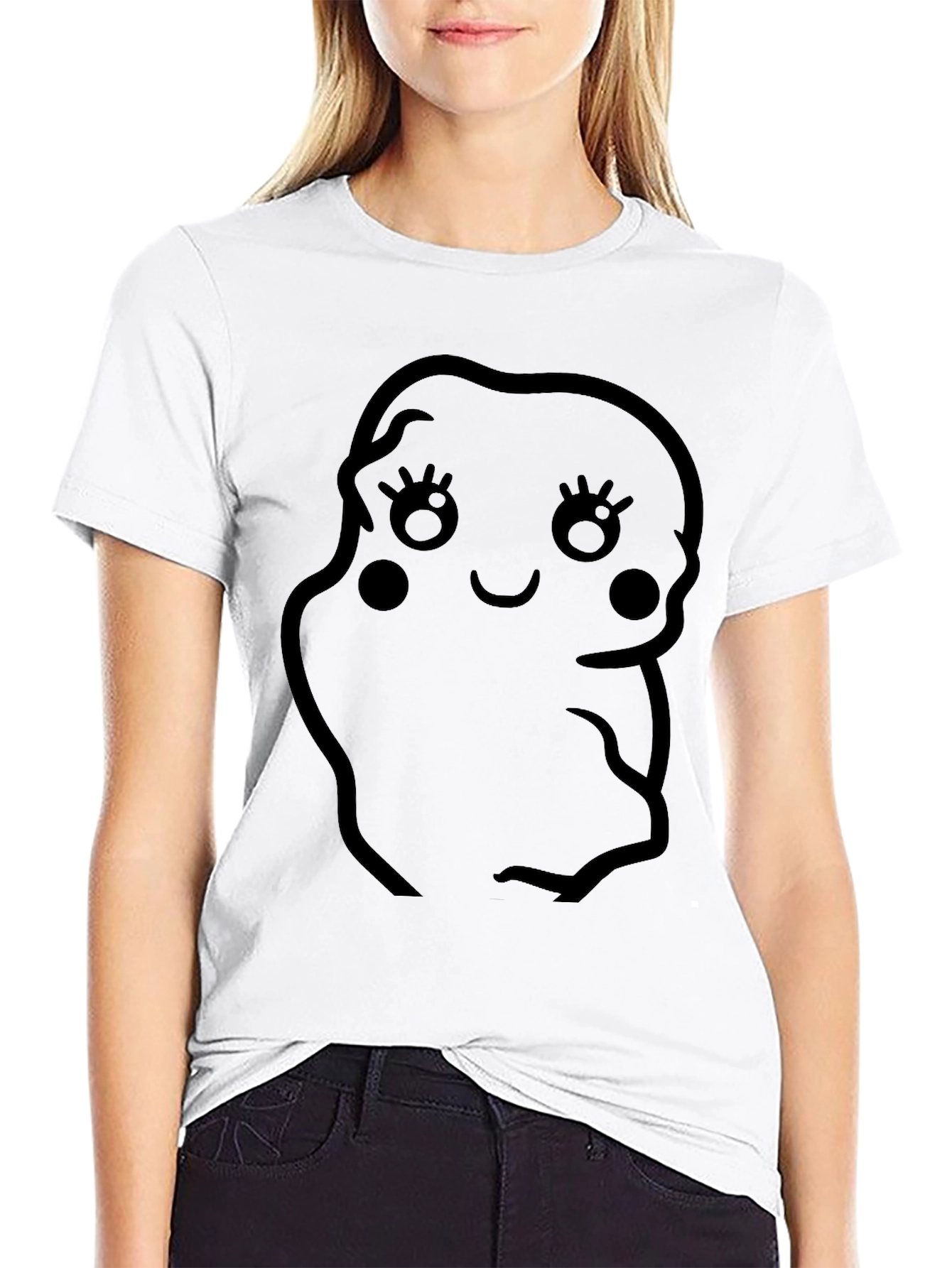 Cute Potato Character Black T-Shirt