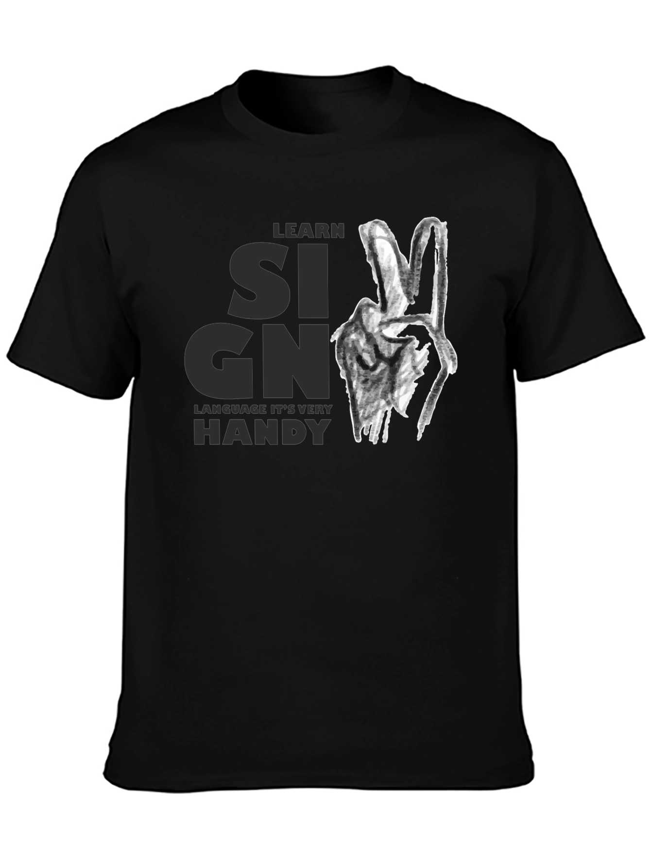 Learn Sign Language Graphic Tee - Black