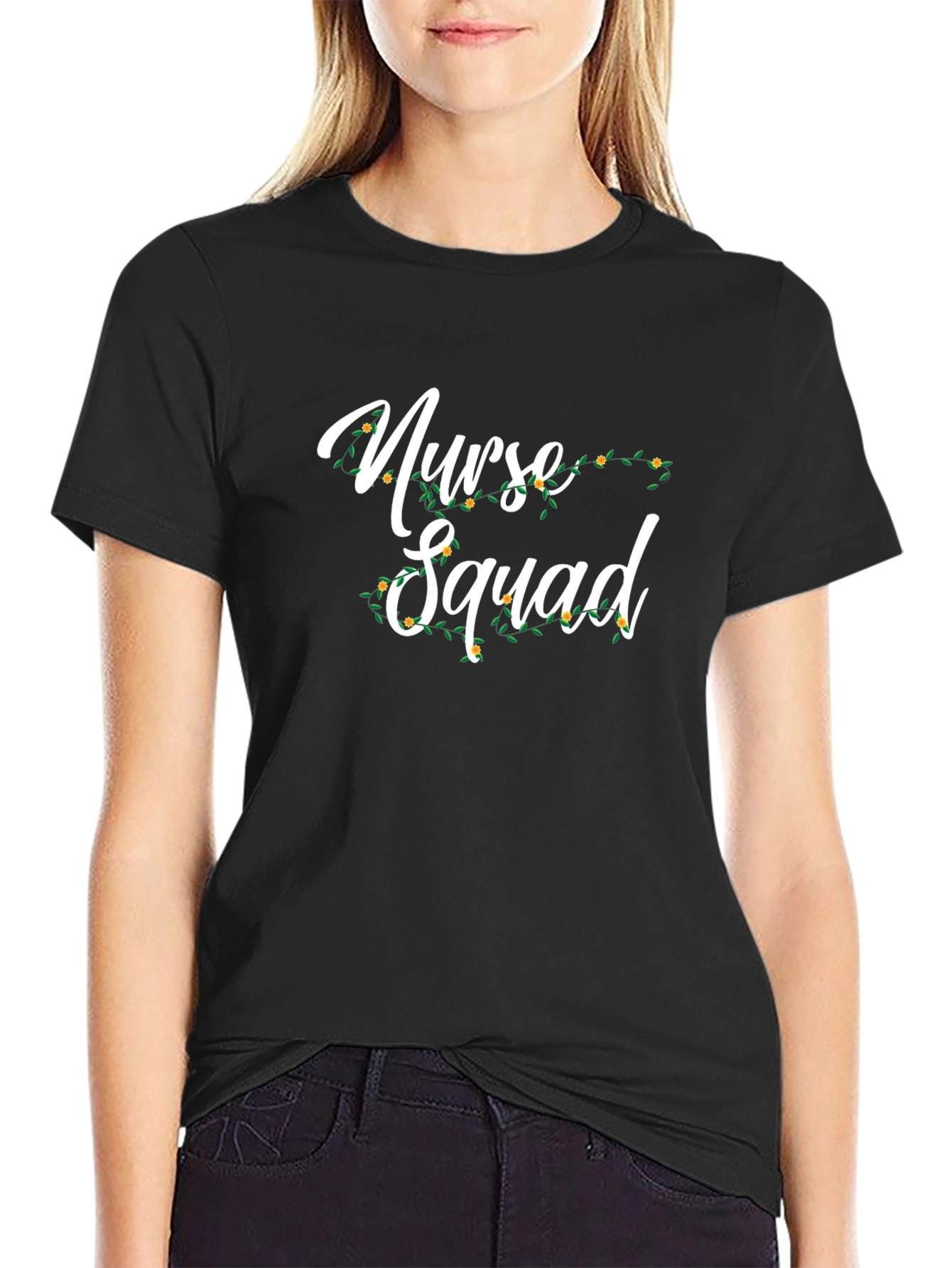 Nurse Squad Graphic Tee - Floral Design