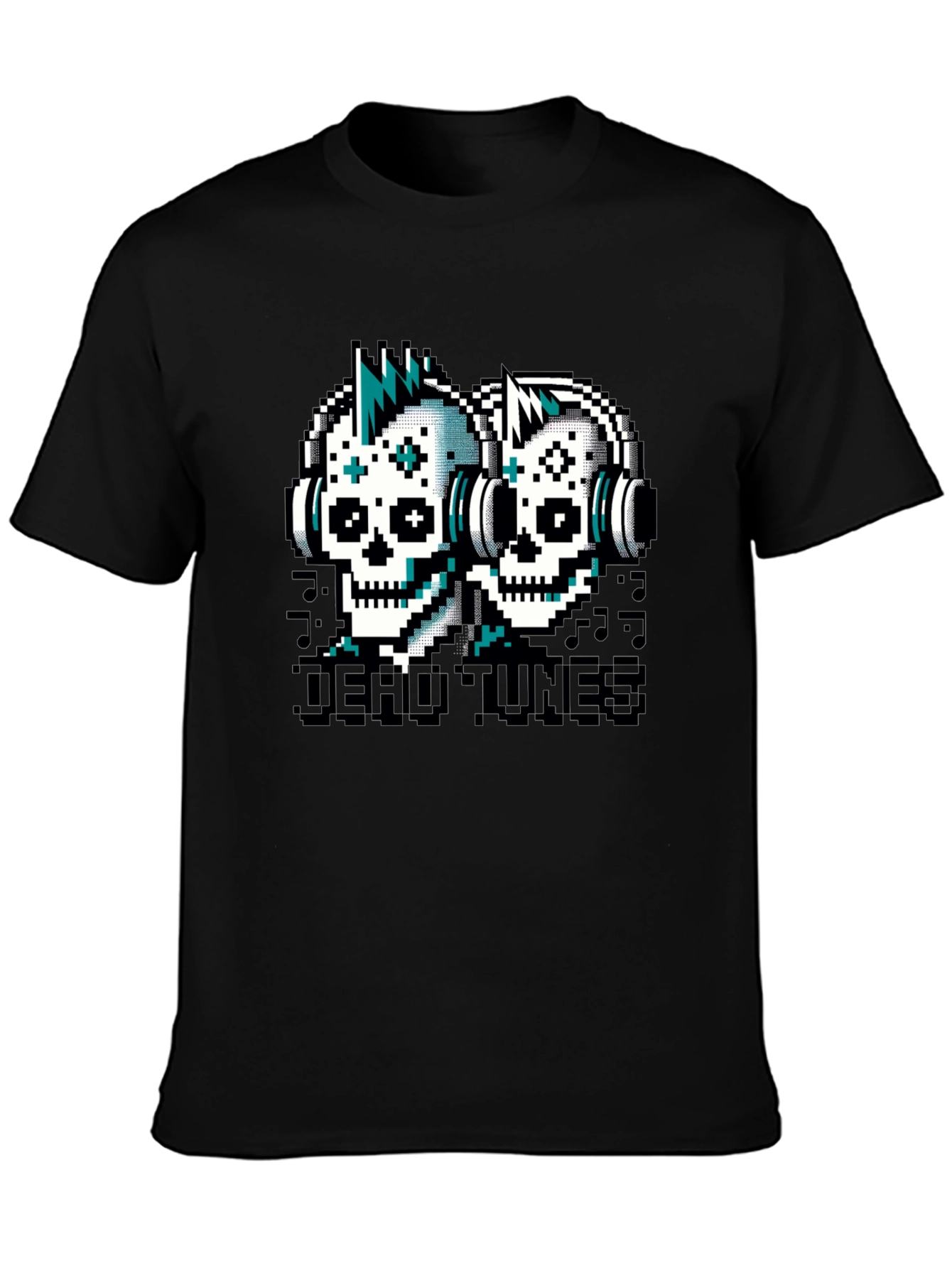 Dead Tunes Graphic Tee - Pixel Skull Headphones