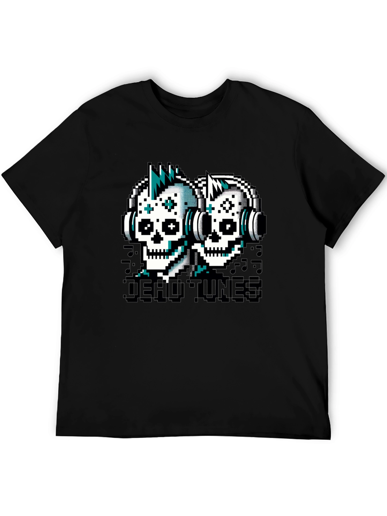 Dead Tunes Graphic Tee - Pixel Skull Headphones