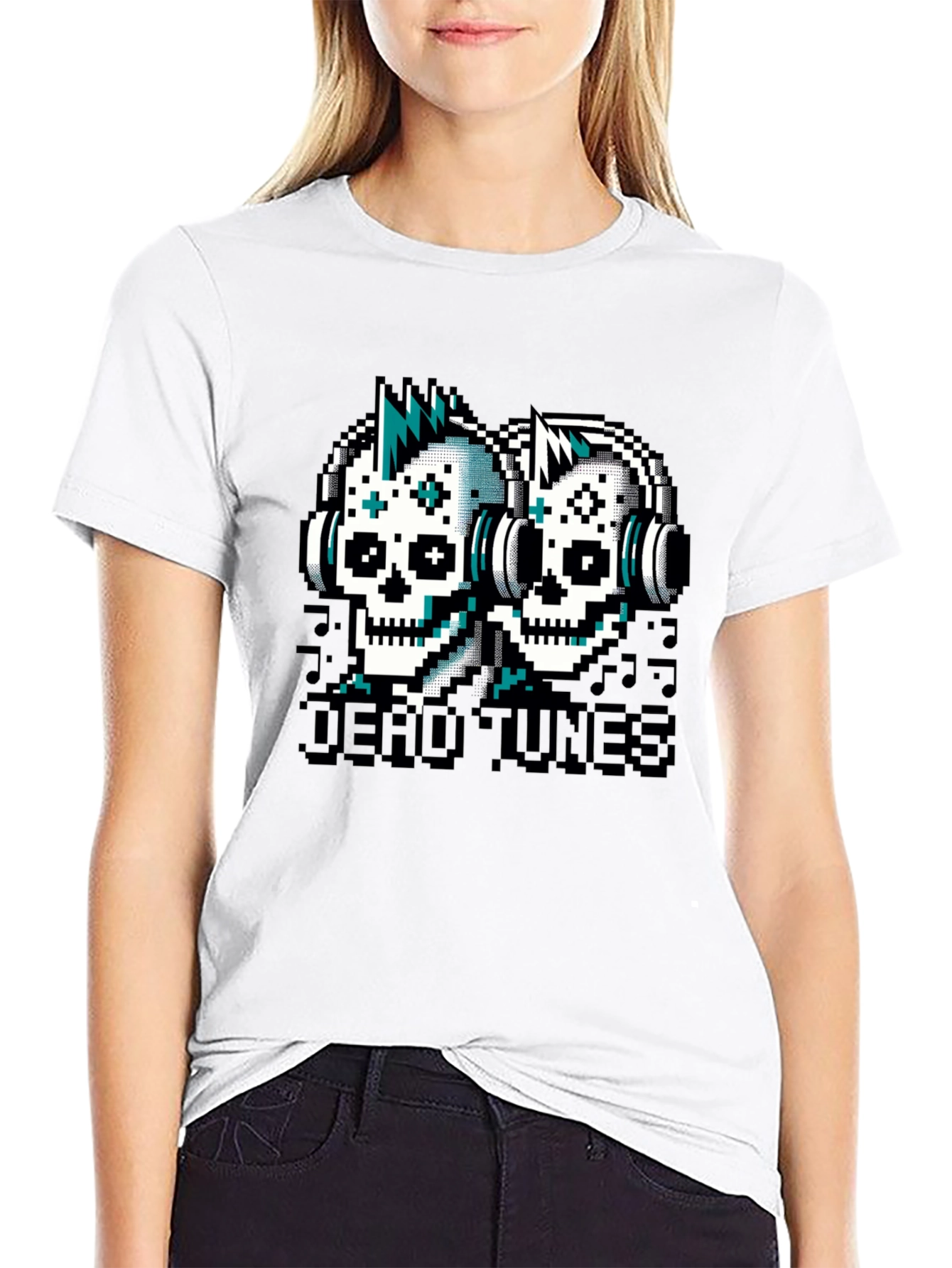 Dead Tunes Graphic Tee - Pixel Skull Headphones