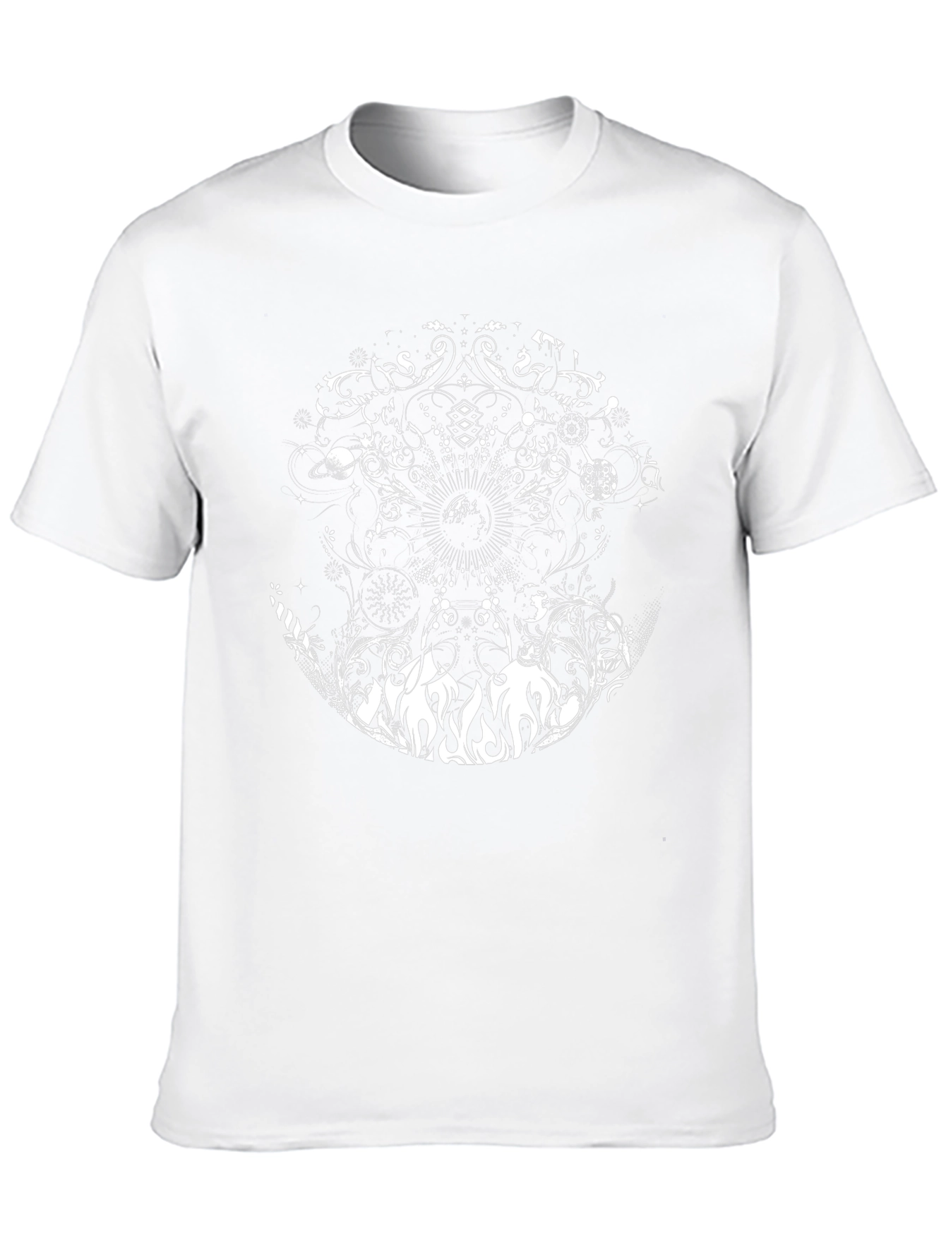 Black Tee with Mystical Celestial Design