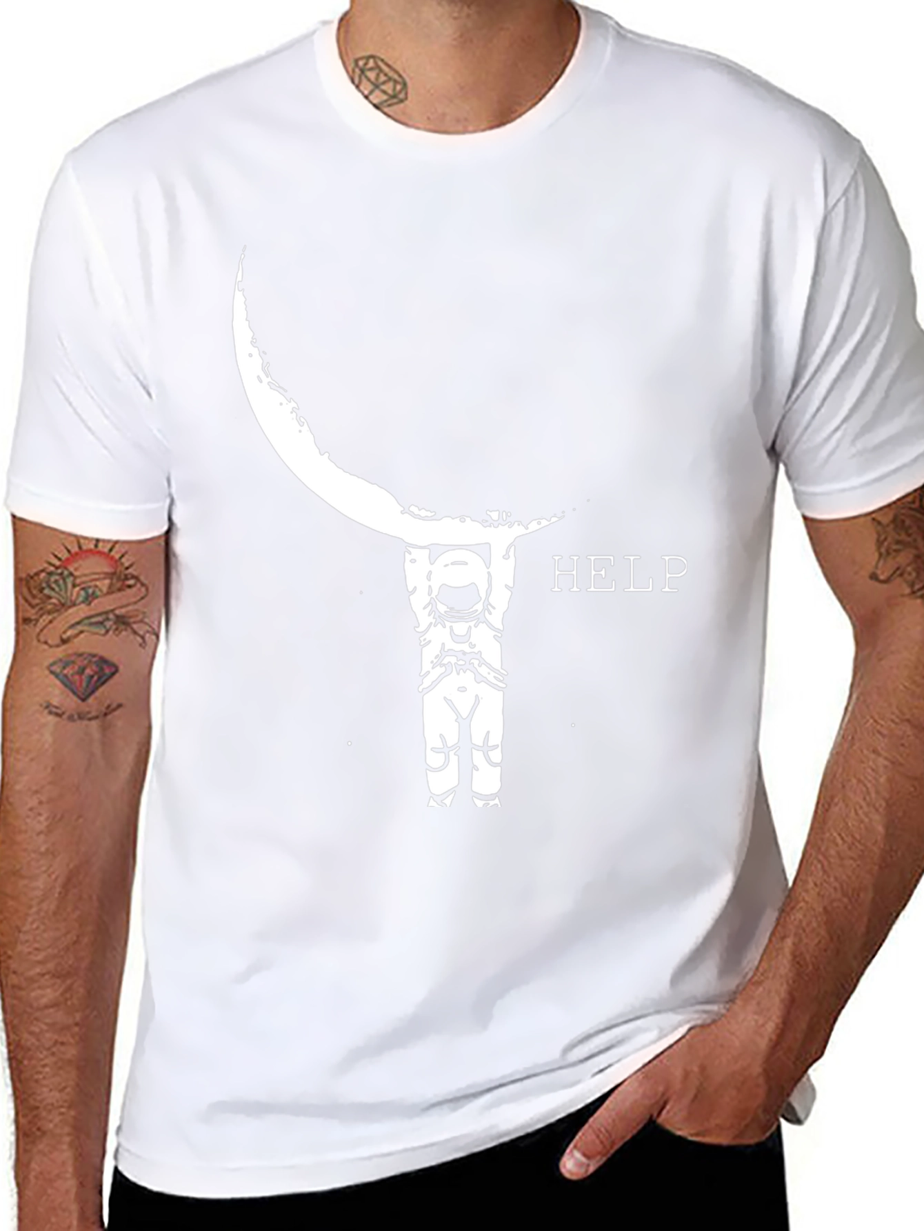 Astronaut Moon HELP Graphic Tee