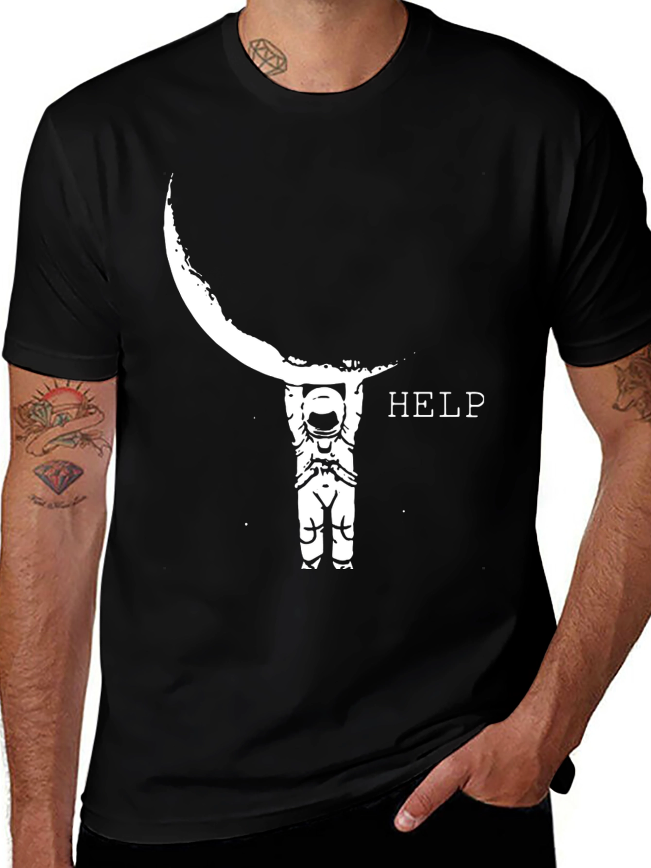 Astronaut Moon HELP Graphic Tee