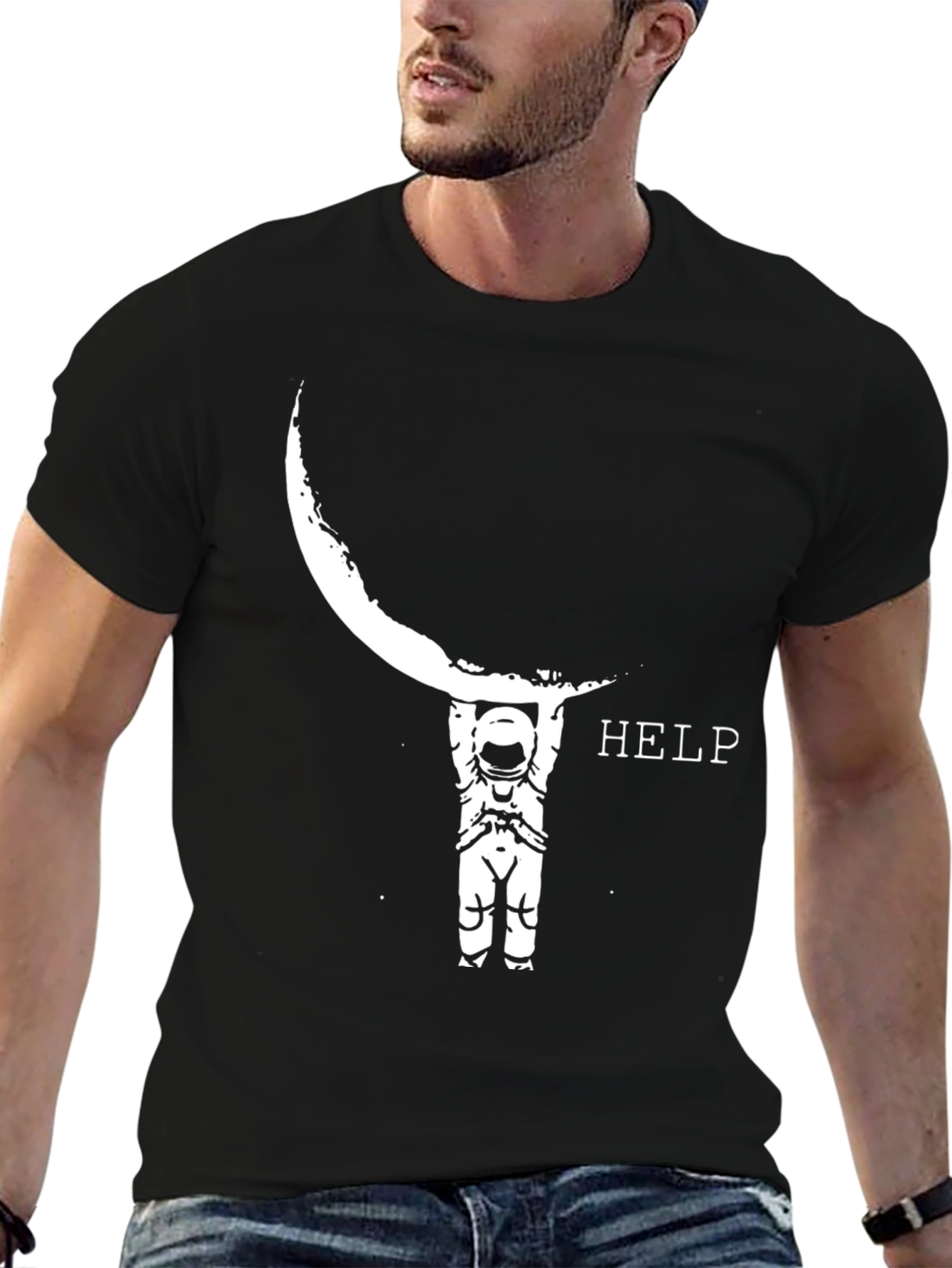 Astronaut Moon HELP Graphic Tee