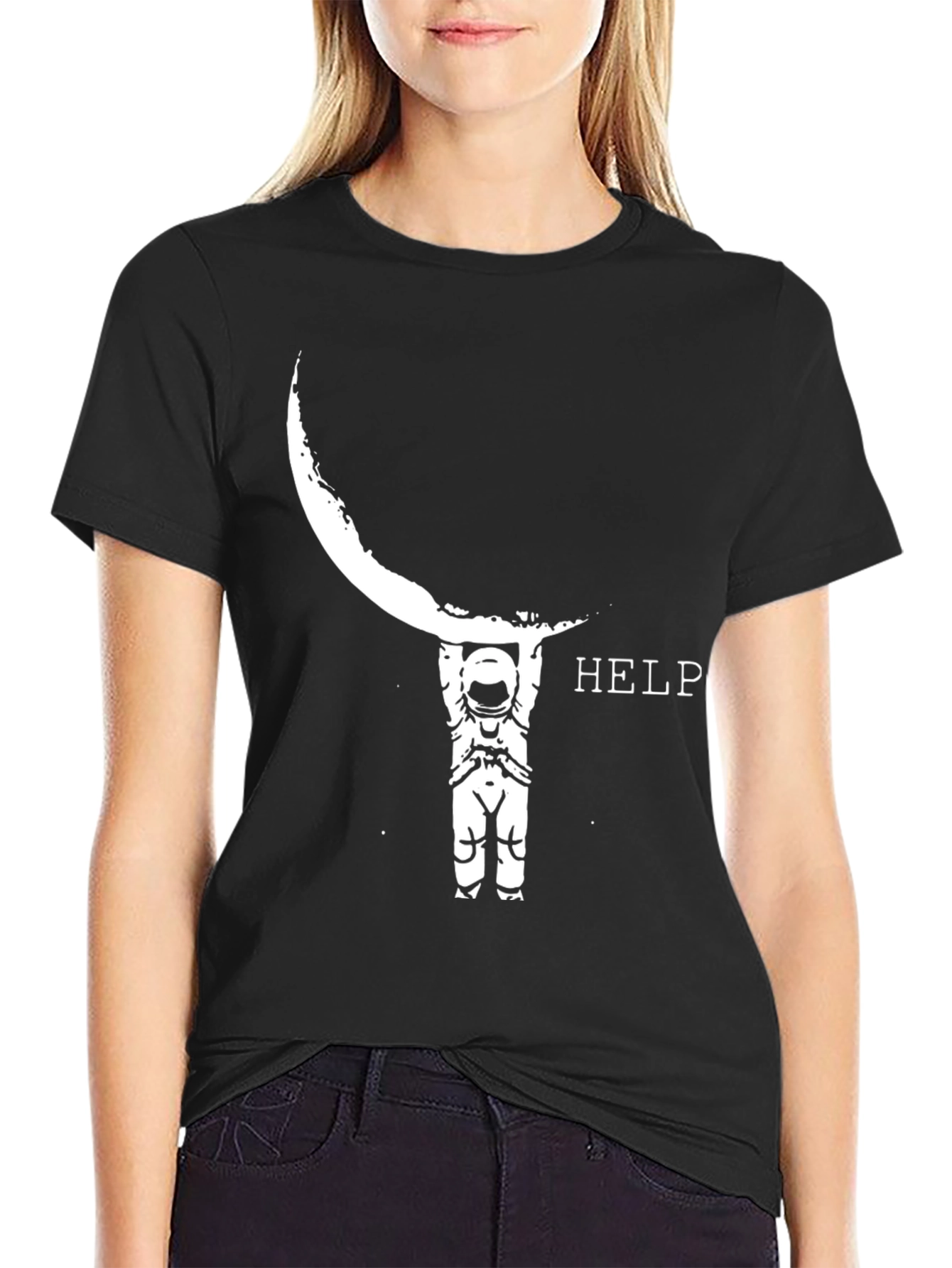 Astronaut Moon HELP Graphic Tee