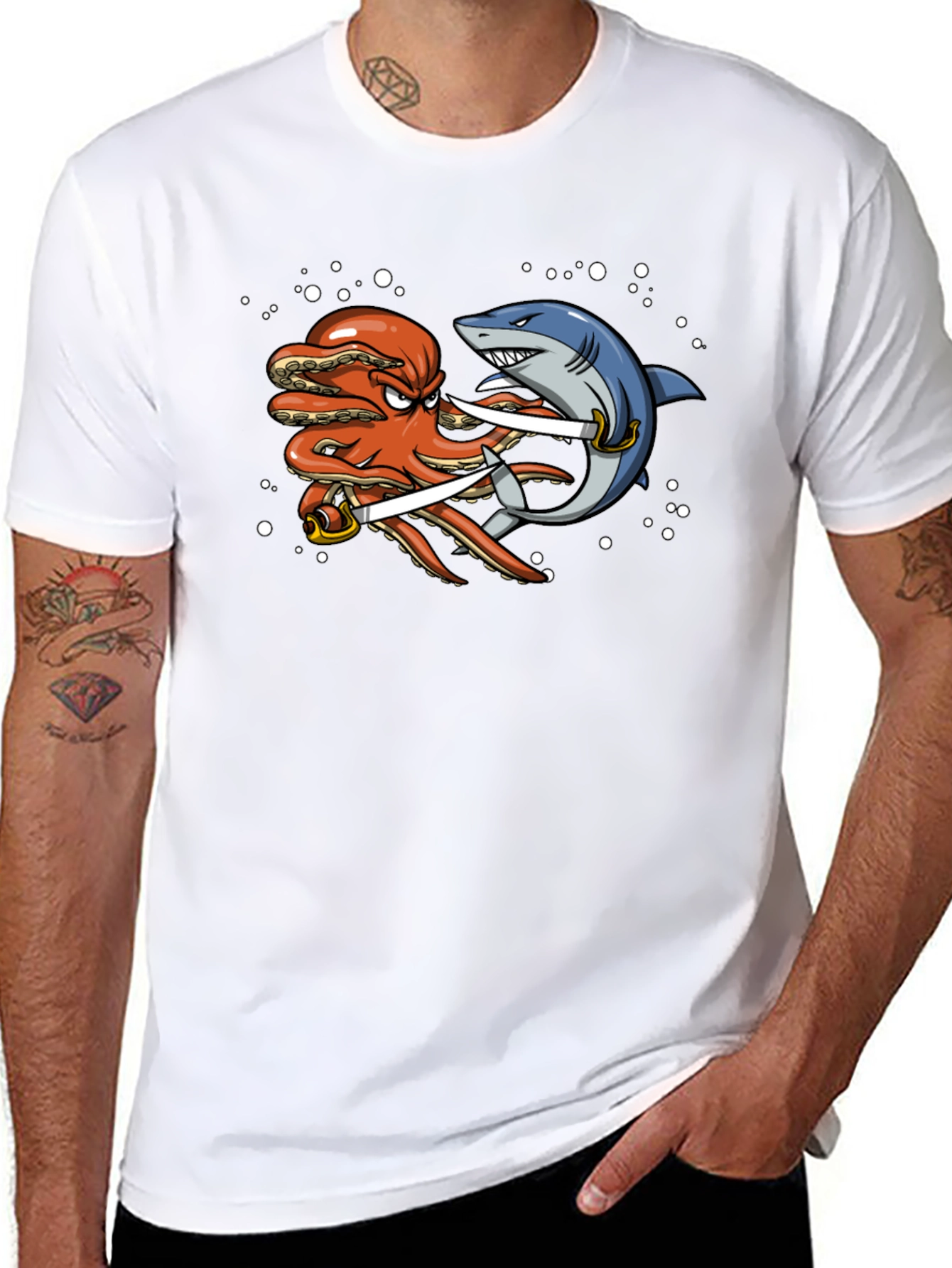 Octopus vs Shark T-Shirt - Pirate Duel
