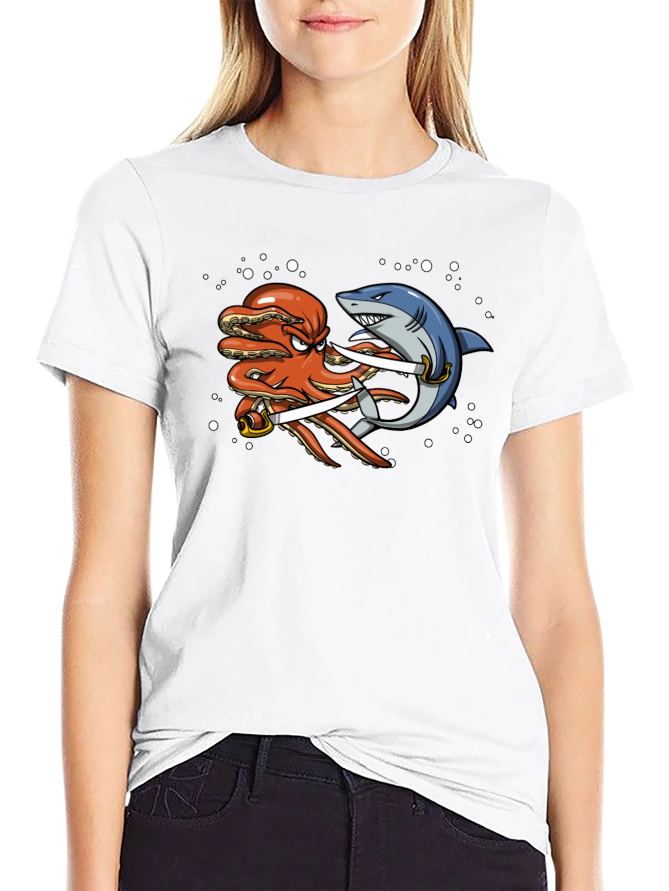 Octopus vs Shark T-Shirt - Pirate Duel