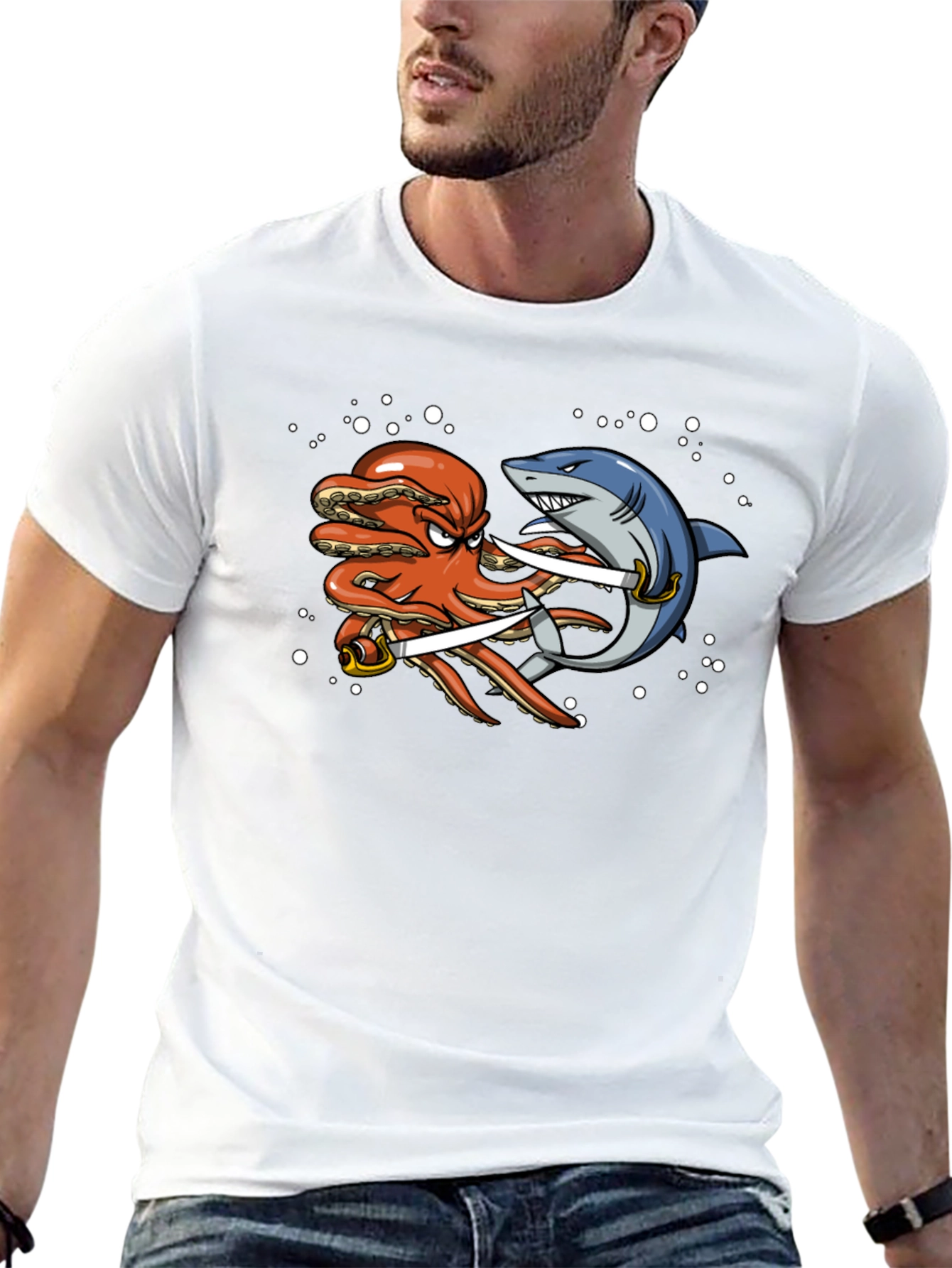 Octopus vs Shark T-Shirt - Pirate Duel