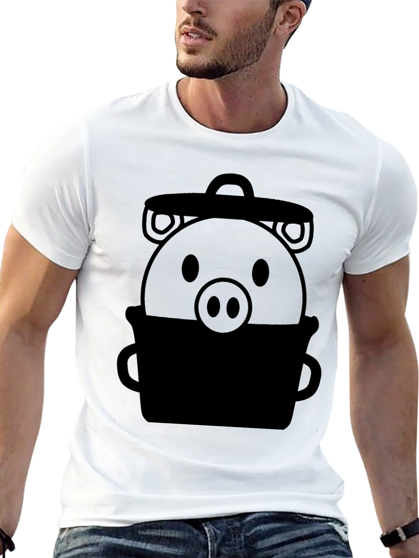 Funny Pig in a Trash Can Graphic T-Shirt