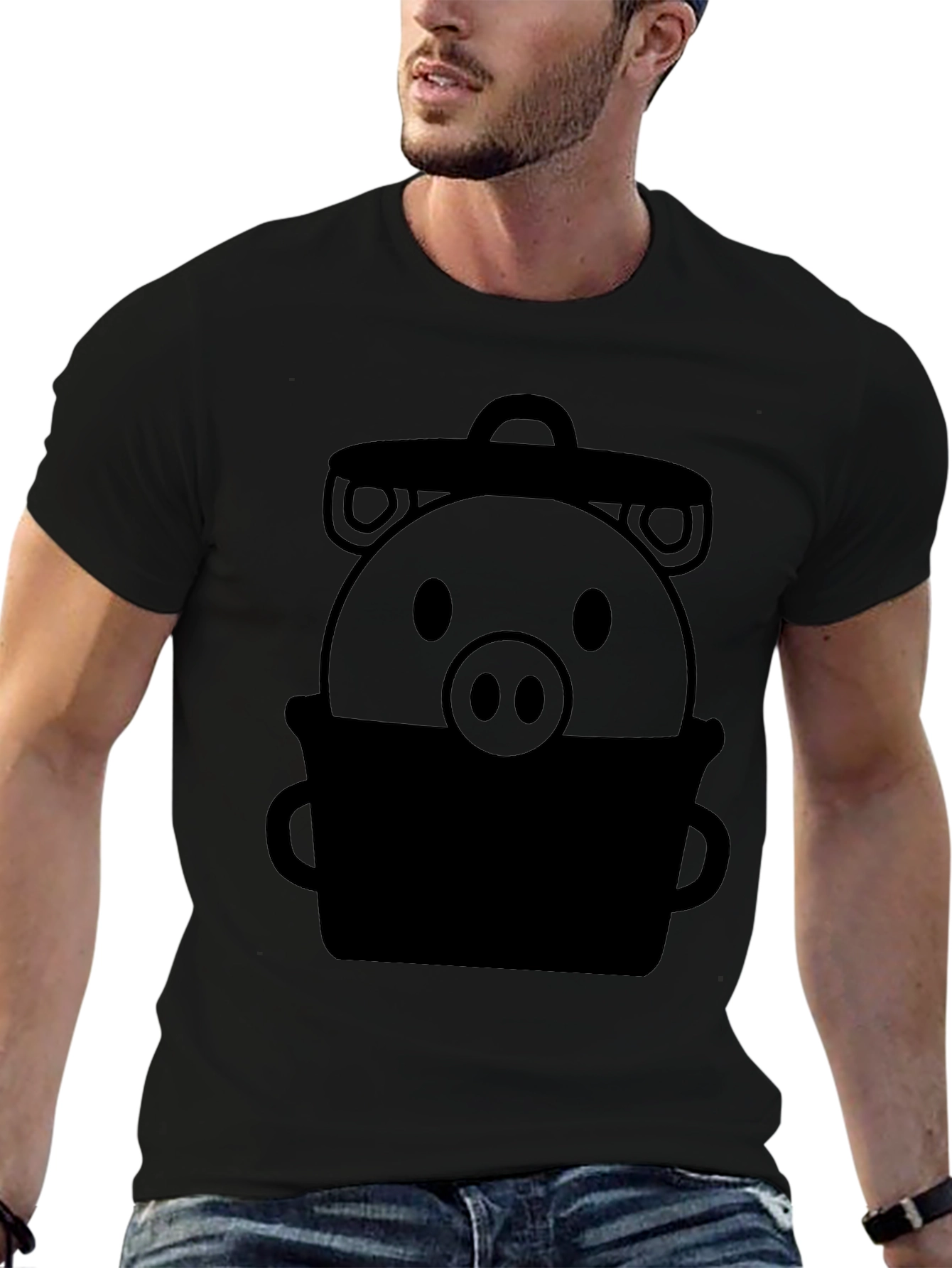 Funny Pig in a Trash Can Graphic T-Shirt