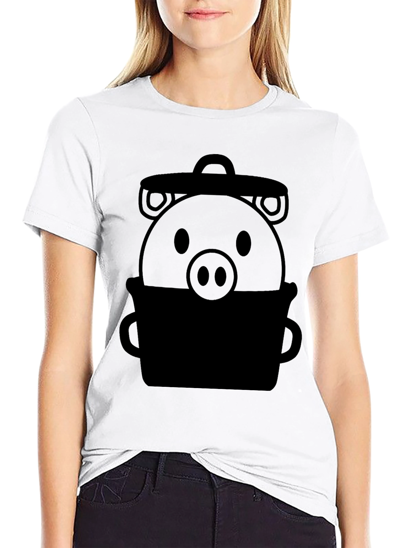 Funny Pig in a Trash Can Graphic T-Shirt