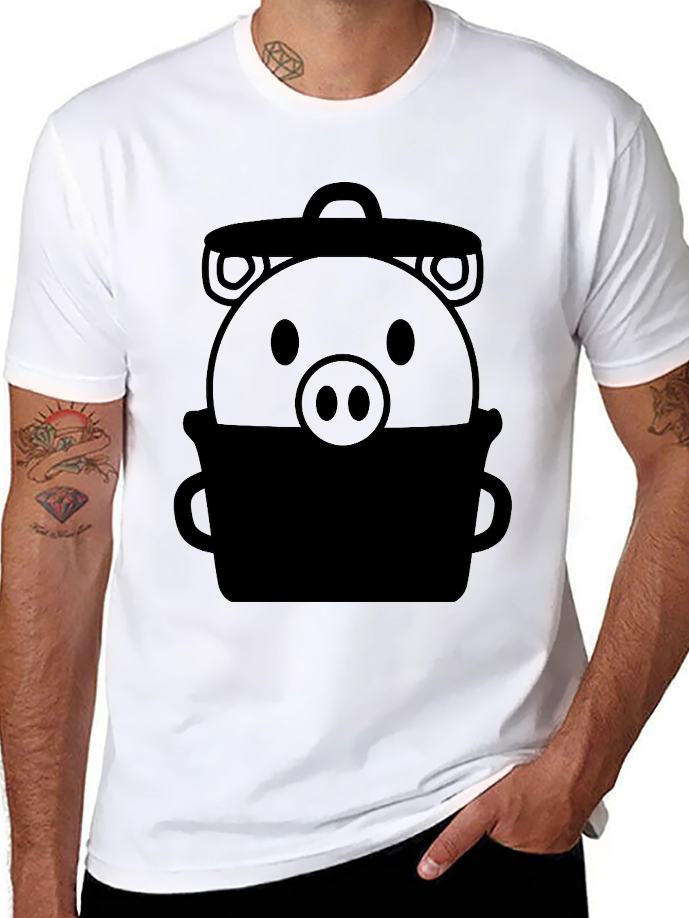 Funny Pig in a Trash Can Graphic T-Shirt
