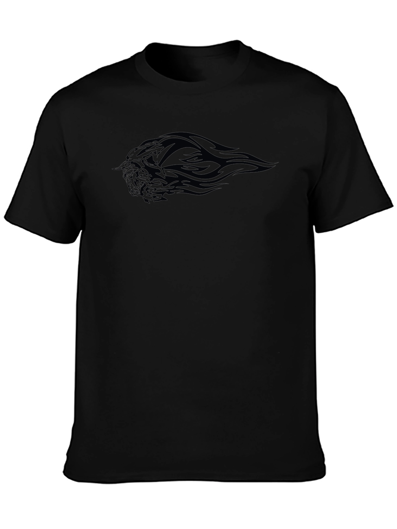 Mens Black Graphic Tee - Tribal Flame Design