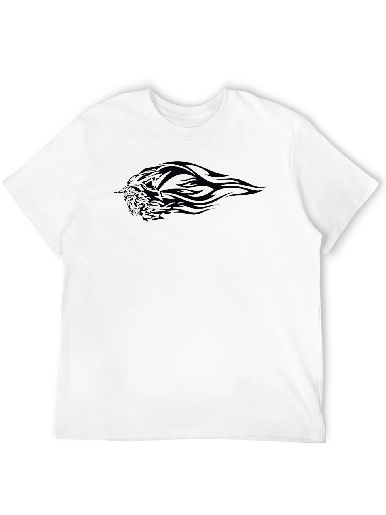 Mens Black Graphic Tee - Tribal Flame Design